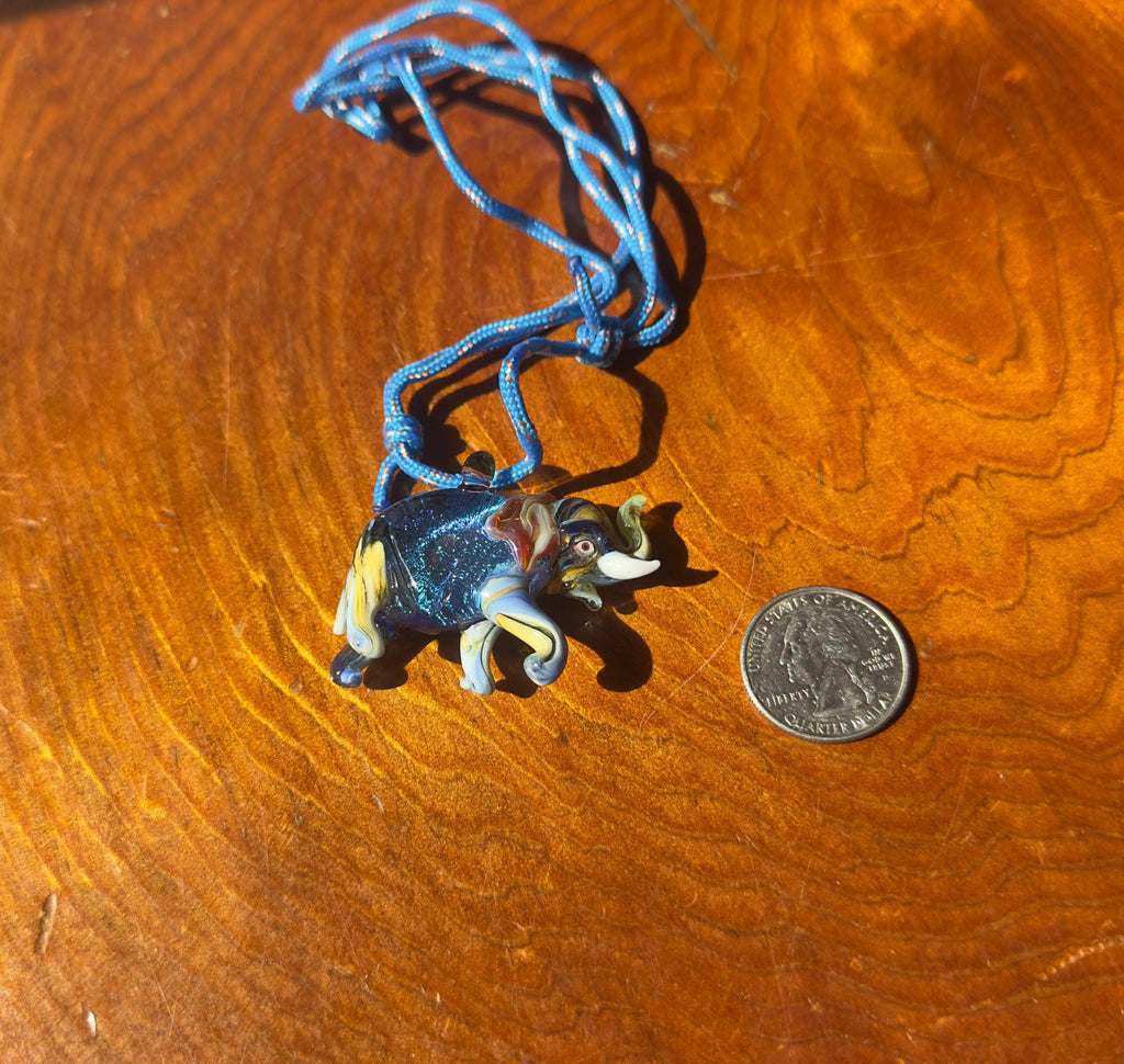 Handmade Glass Elephant Pendant Necklace: Flamecraft Jewelry