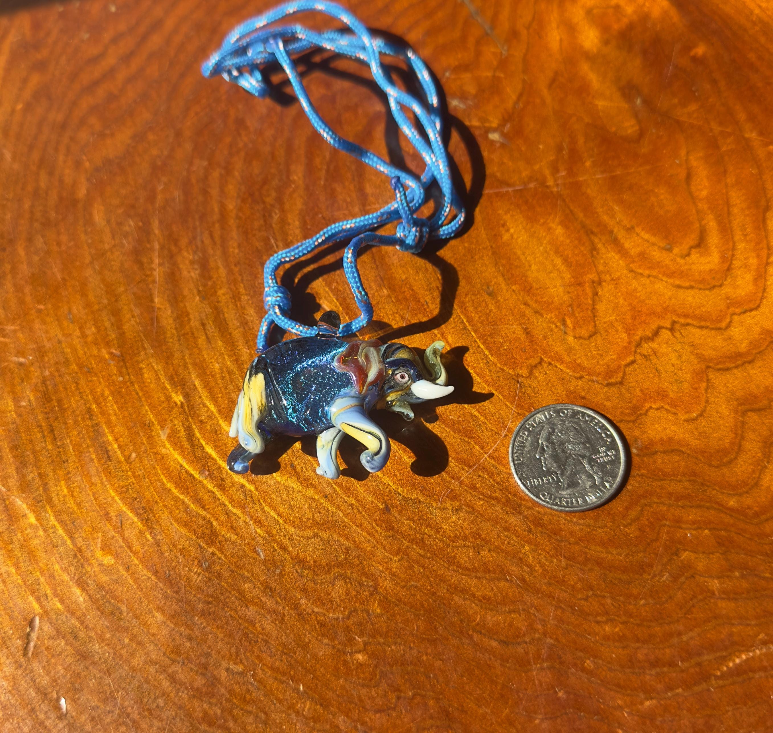 Handmade Glass Elephant Pendant Necklace: Flamecraft Jewelry
