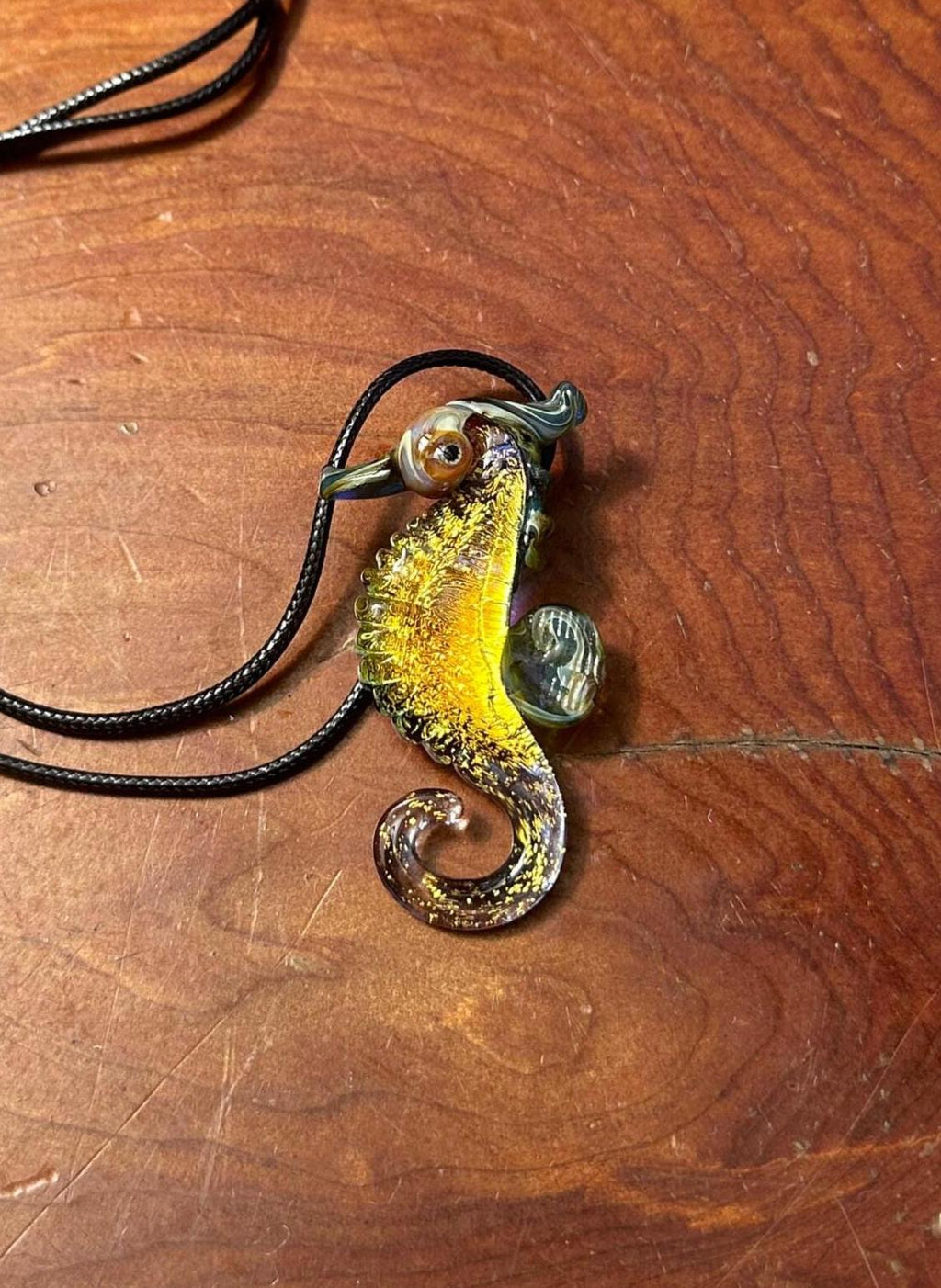 Seahorse Necklace - Ocean-Inspired Blown Glass Jewelry - Handmade Sea Creature Pendant - Dichroic Statement Necklace - Beach Lover Gift
