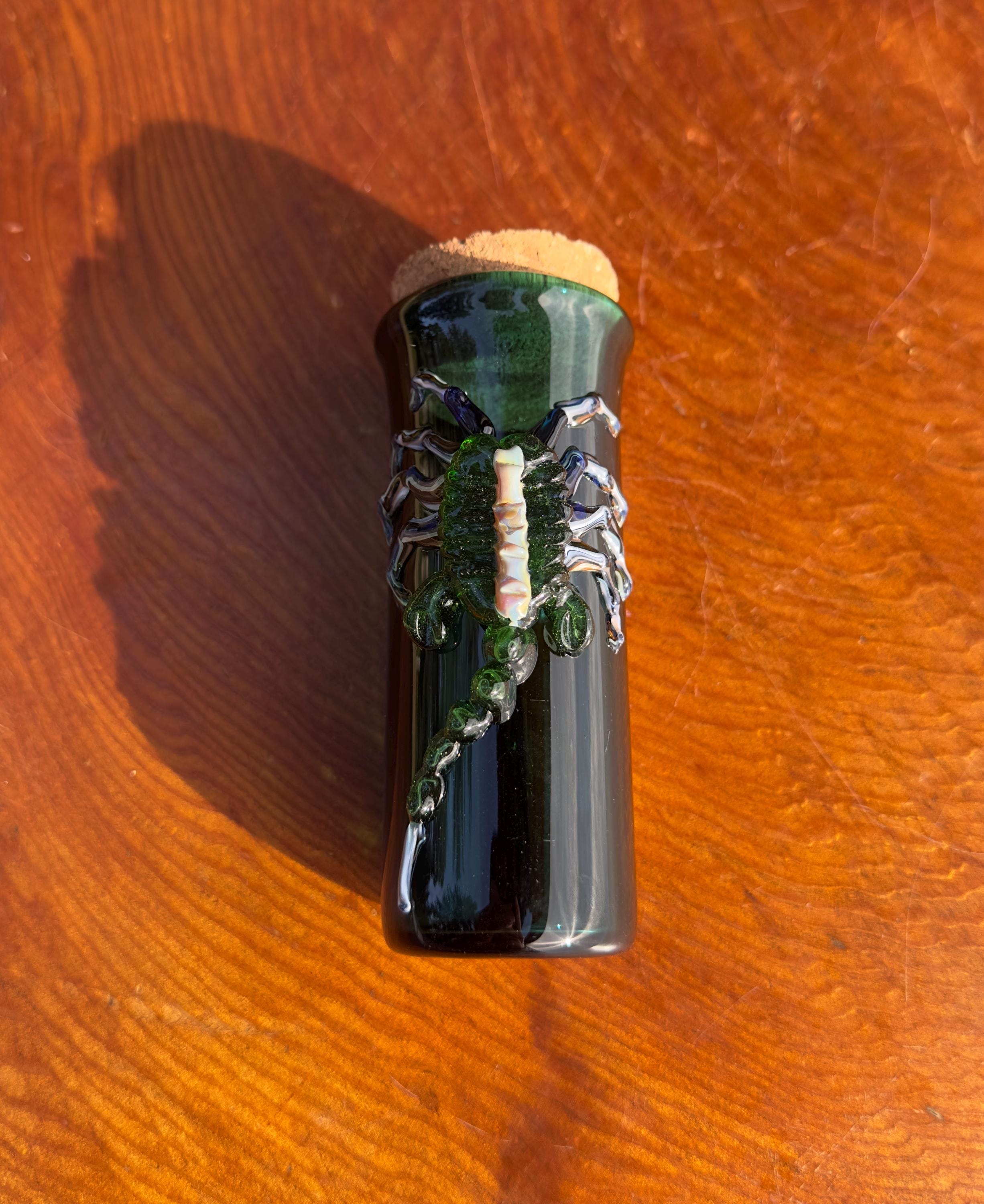 Handmade Glass Jar - Solid Emerald Green - Facehugger Alien - Airtight Cork - Unique Alien Decor - Collectors Items - Sci-fi Gift