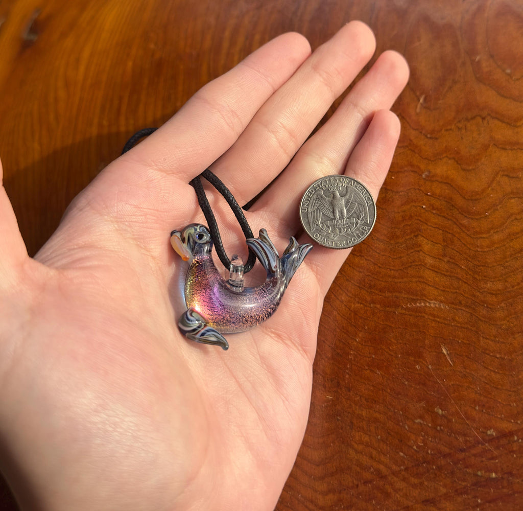 Glass Sea Lion Necklace - Sea Lion Pendant - Ocean Inspired Necklace - Handblown Glass Sea Lion Jewelry - Gift For Her - Statement Necklace
