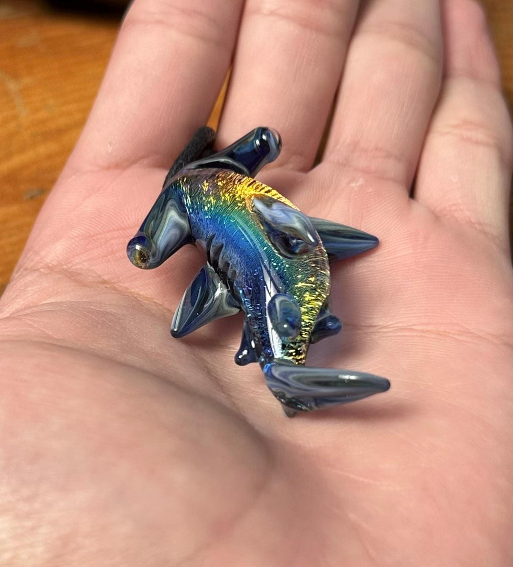 Hammerhead Shark Necklace - Blown Glass - Sea Glass Jewelry Statement Necklace - Ocean Necklace - Handmade Glass Sea Creature Necklace