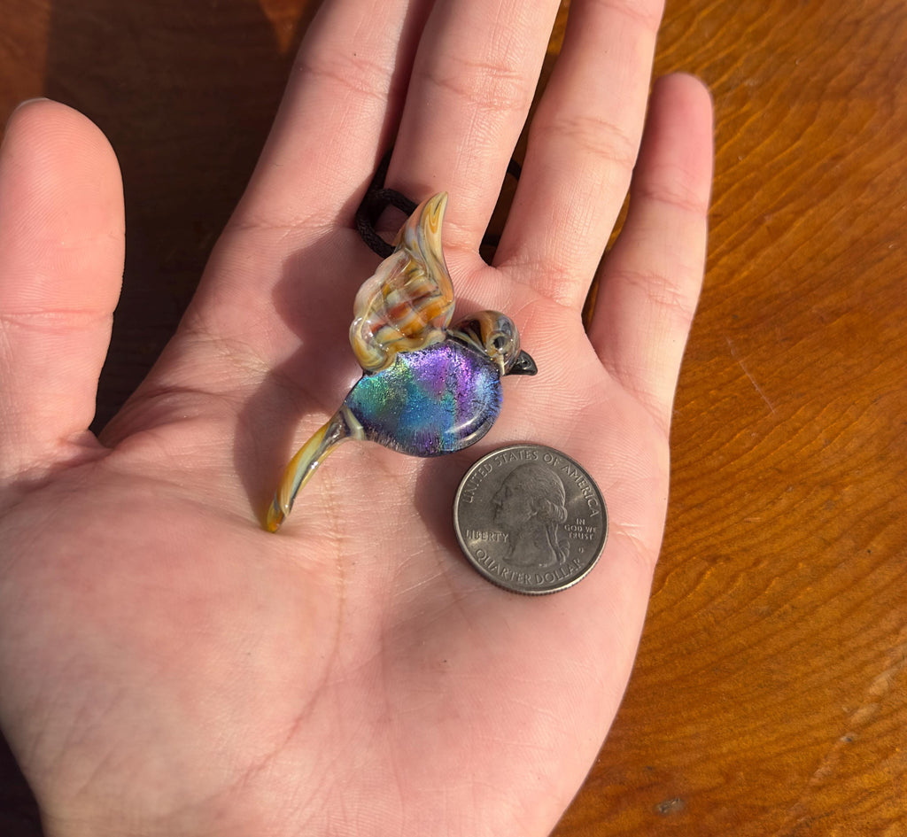 Glass Hummingbird Necklace - Hand-Blown Hummingbird Jewelry - Unique Gift for Her - Artisan Glass Pendant - Colorful Bird Necklace