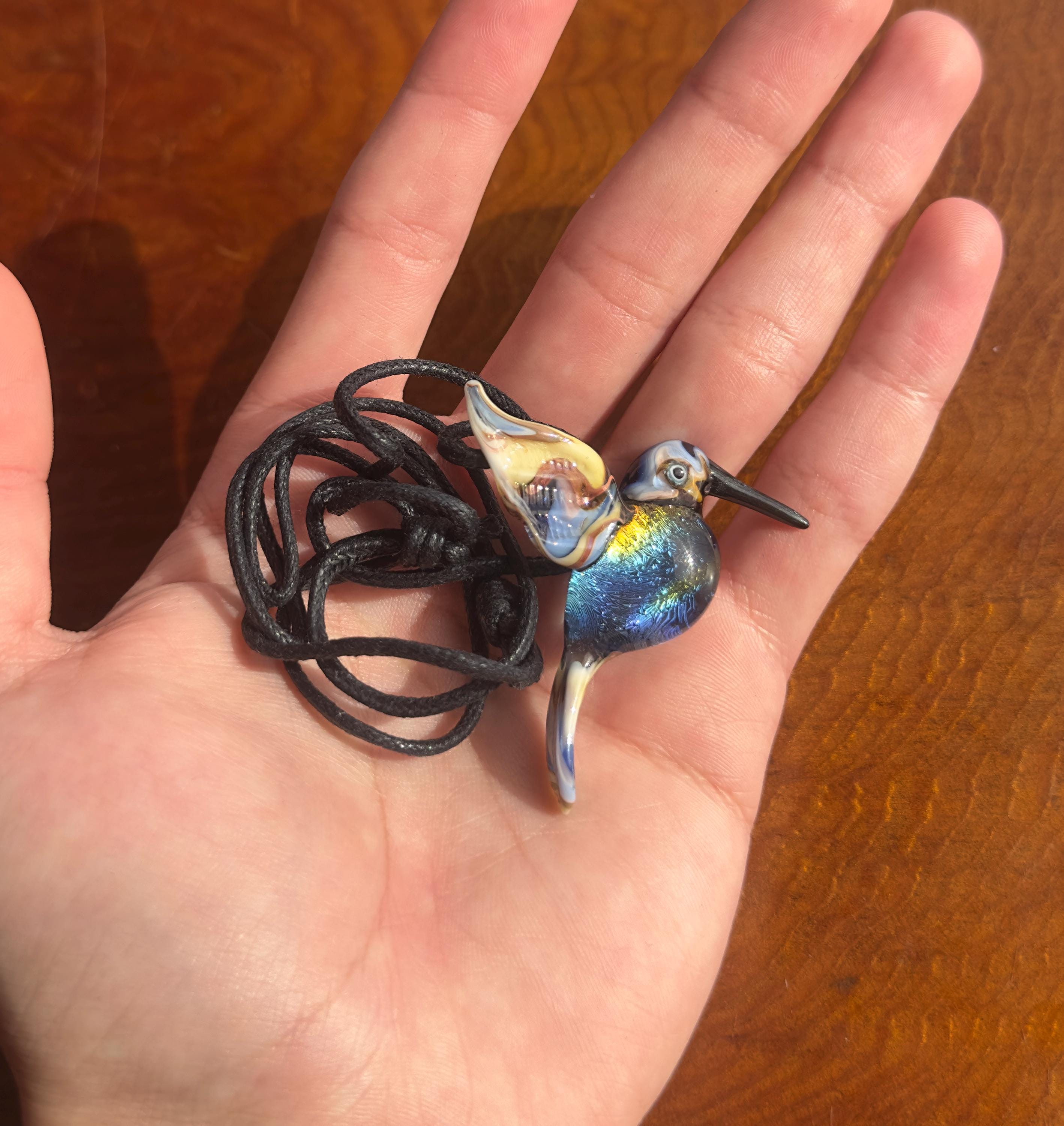 Glass Hummingbird Necklace - Hand-Blown Hummingbird Jewelry - Unique Gift for Her - Artisan Glass Pendant - Colorful Bird Necklace - Art