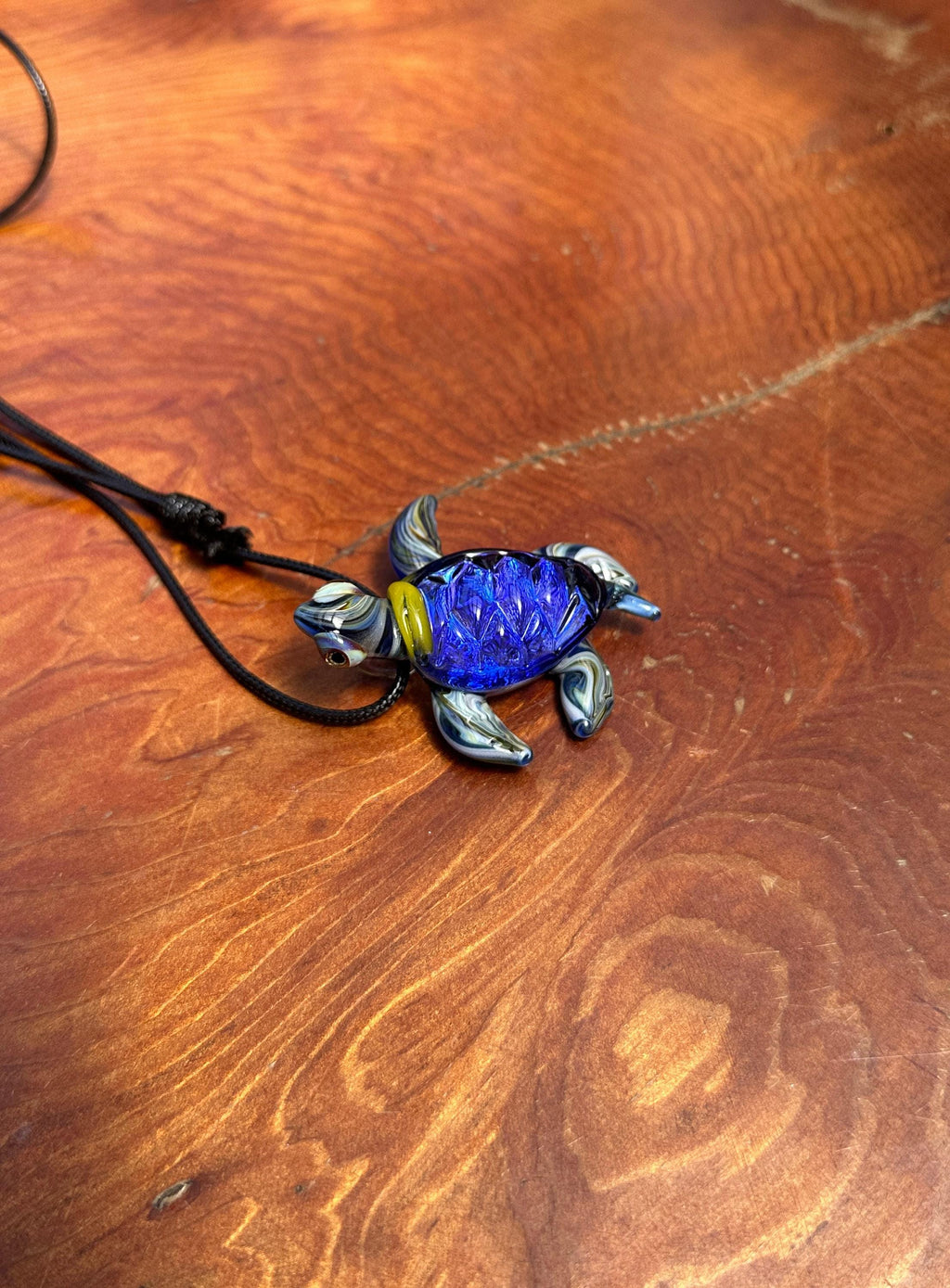 Sea Turtle Necklace - Handmade Blown Glass Pendant - Ocean-Inspired Jewelry - Unique Sea Creature Necklace - Dichroic Glass Art - Torchwork