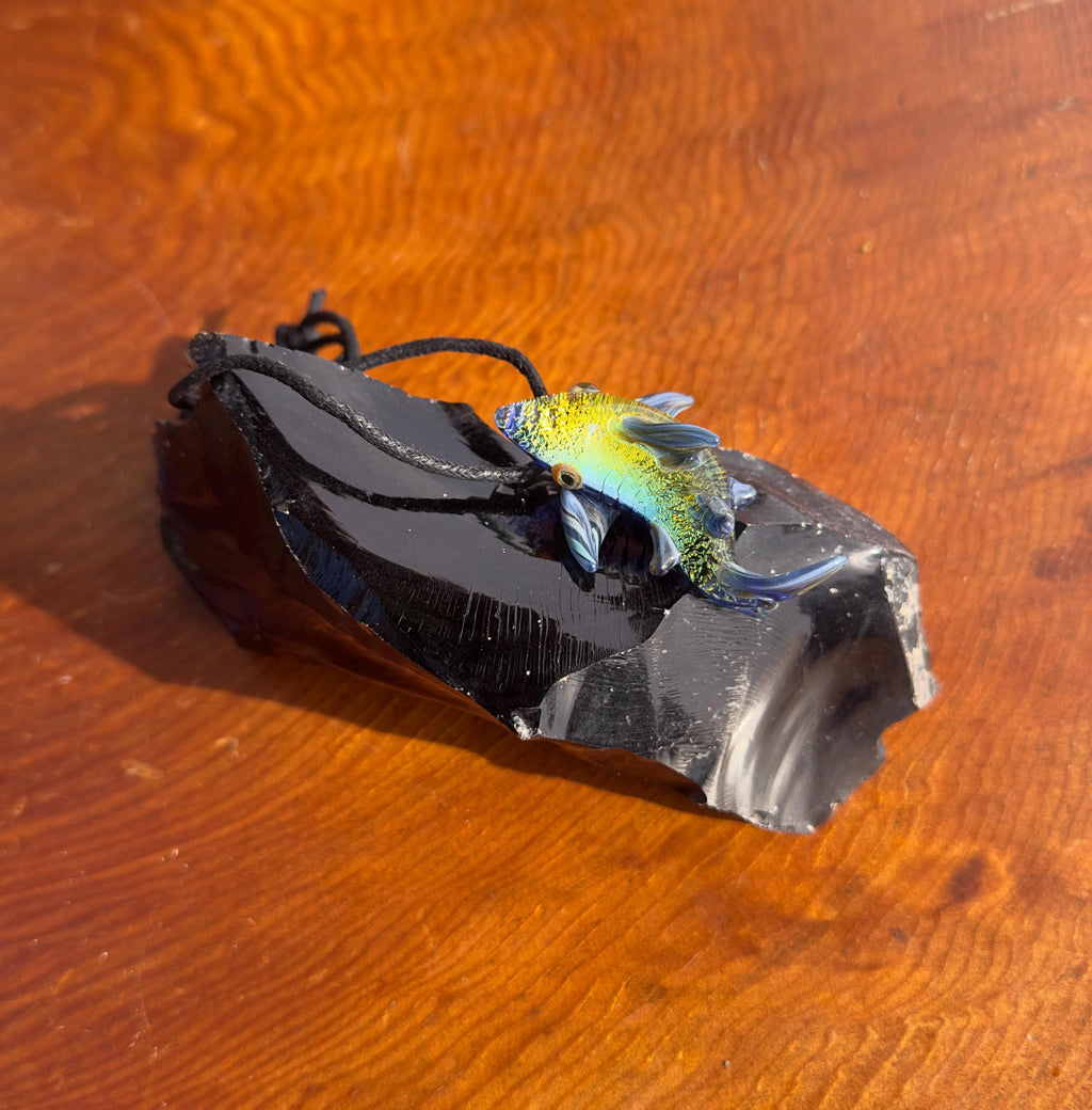 Blown Glass Shark Necklace: Handmade Borosilicate Sea Creature Pendant