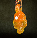 Handmade Tangerine Glass Skull Pendant: Torchwork Opal Necklace