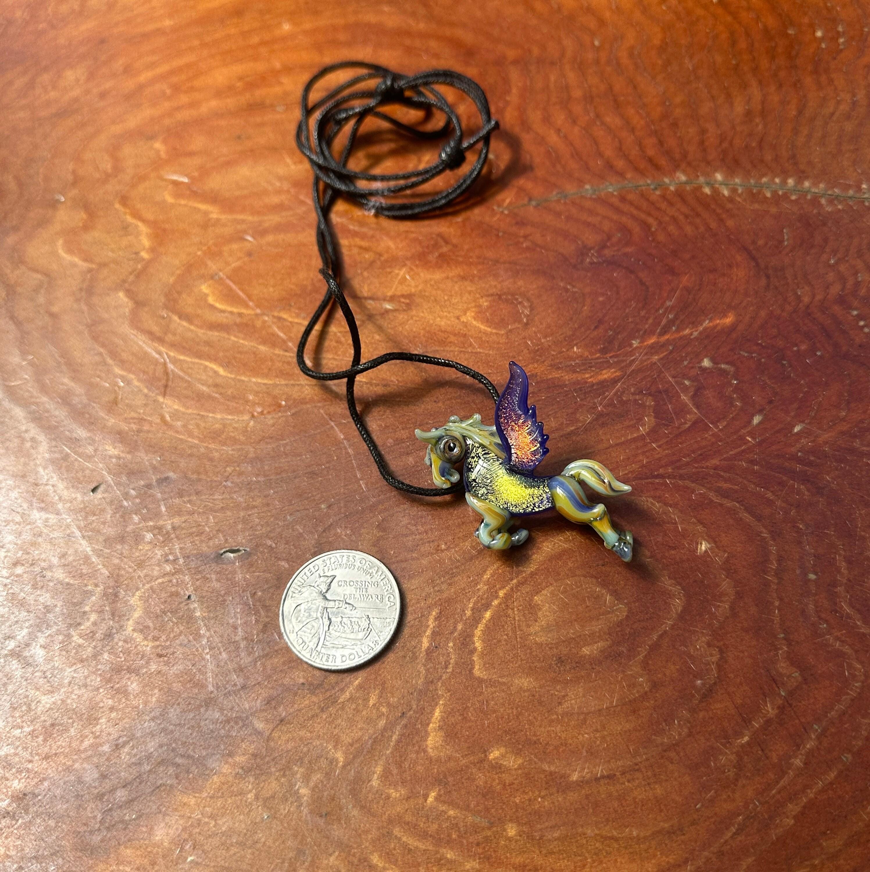Glass Unicorn Necklace - Unicorn Pendant - Birthday Gift For Her - Anniversary Gift - Handblown Unicorn Glass Jewelry - Torchwork