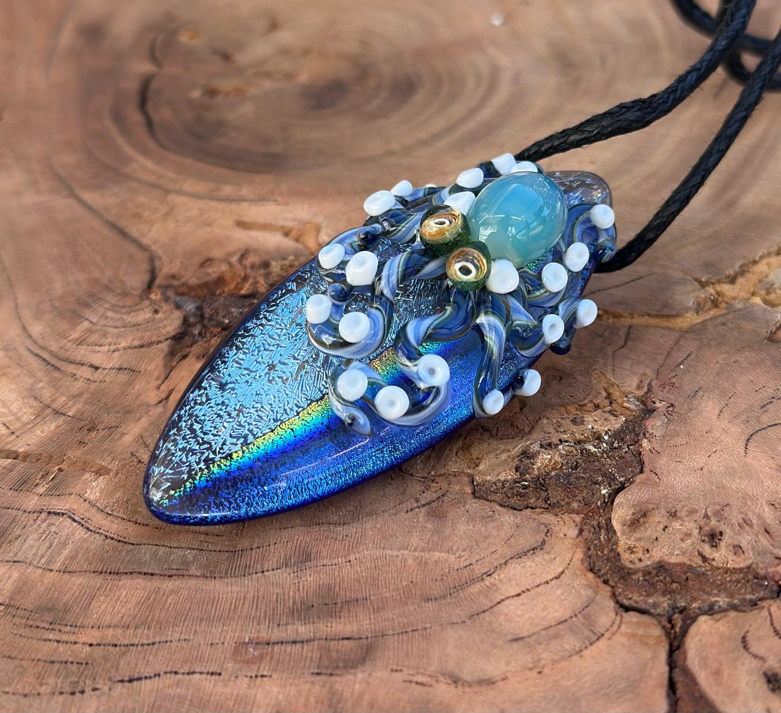 Octopus Necklace - Handmade Blown Glass Octopus Pendant - Unique Sea Creature Jewelry - Ocean-Inspired Necklace - Artisan Glass Art