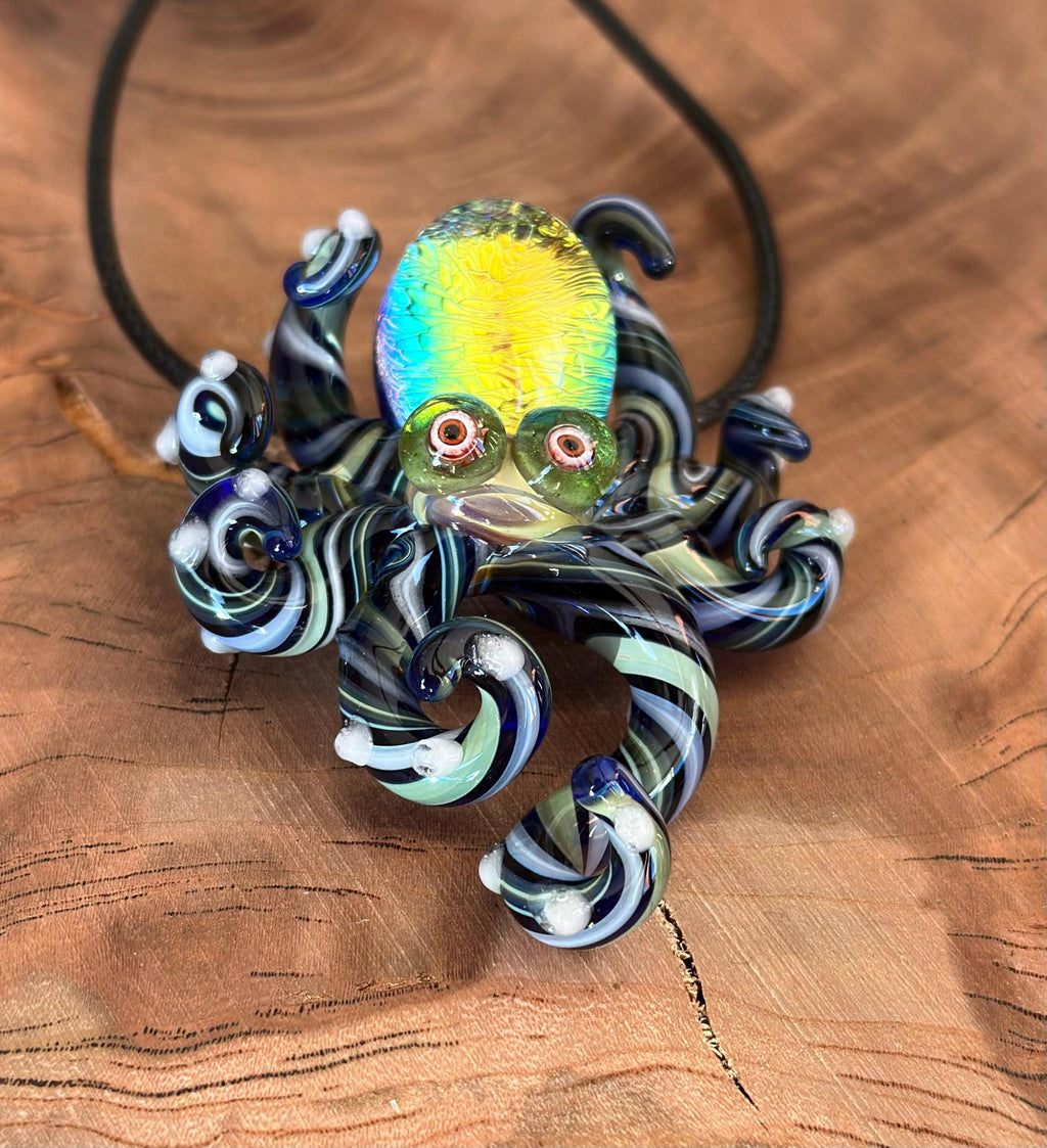 Octopus Necklace - Handmade Blown Glass Octopus Pendant - Unique Sea Creature Jewelry - Ocean-Inspired Necklace - Artisan Glass Art