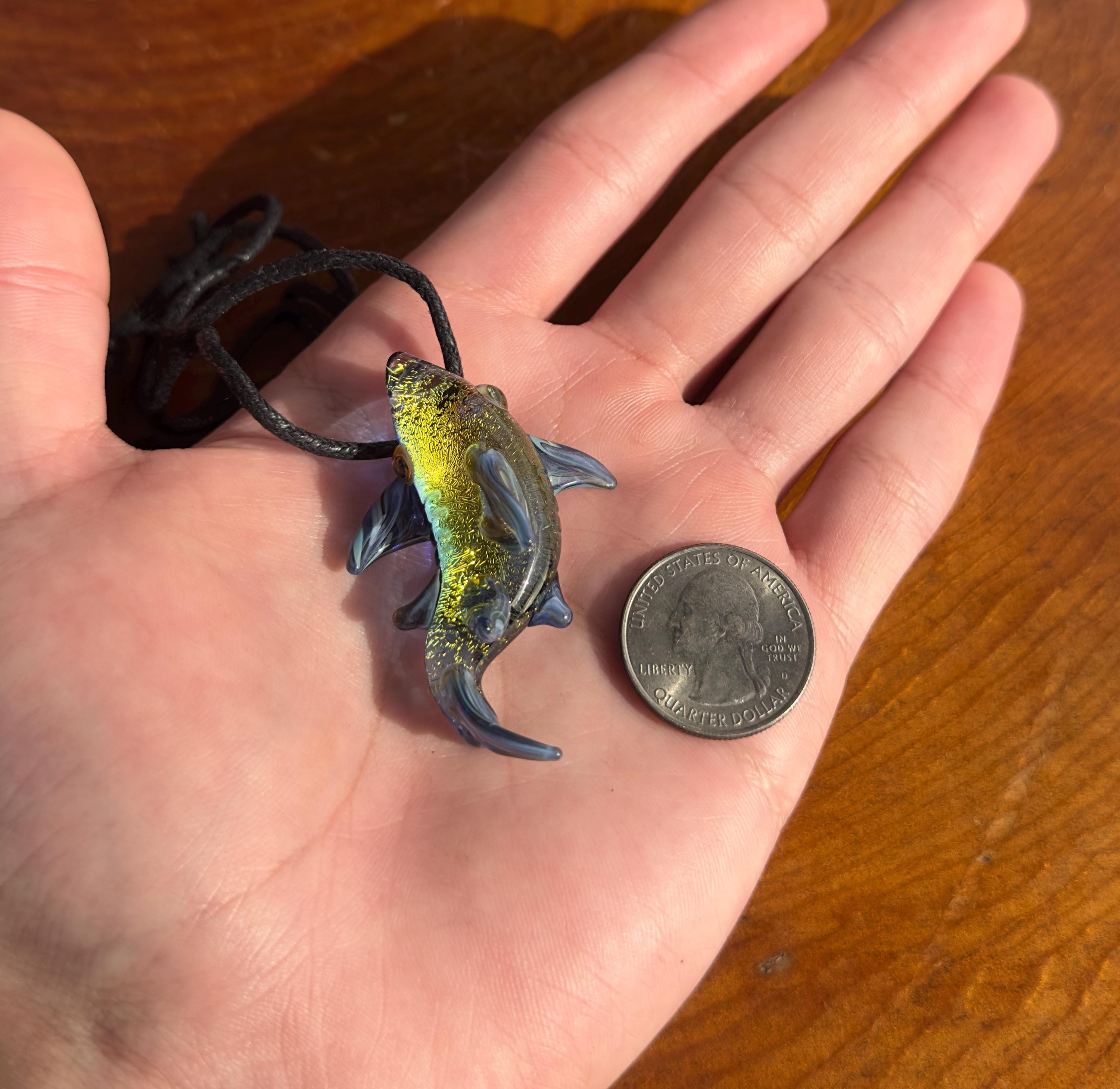 Blown Glass Shark Necklace: Handmade Borosilicate Sea Creature Pendant