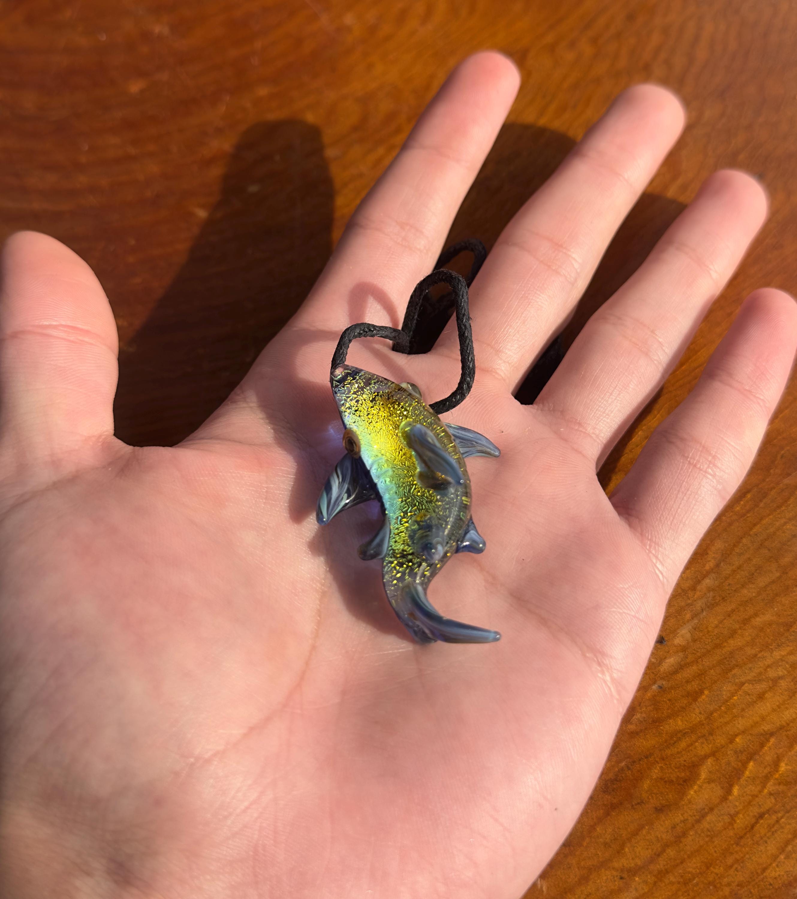 Blown Glass Shark Necklace: Handmade Borosilicate Sea Creature Pendant