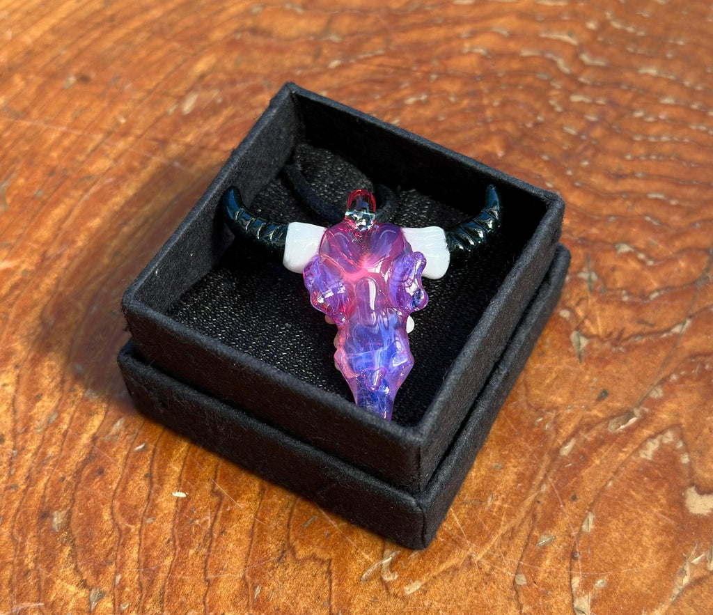 Bull Skull - Glass Pendant Necklace Handmade - Bull Skull Pendant - Glass Jewelry - Glass Bull Skull - Western Jewelry - Boho Glass Jewelry