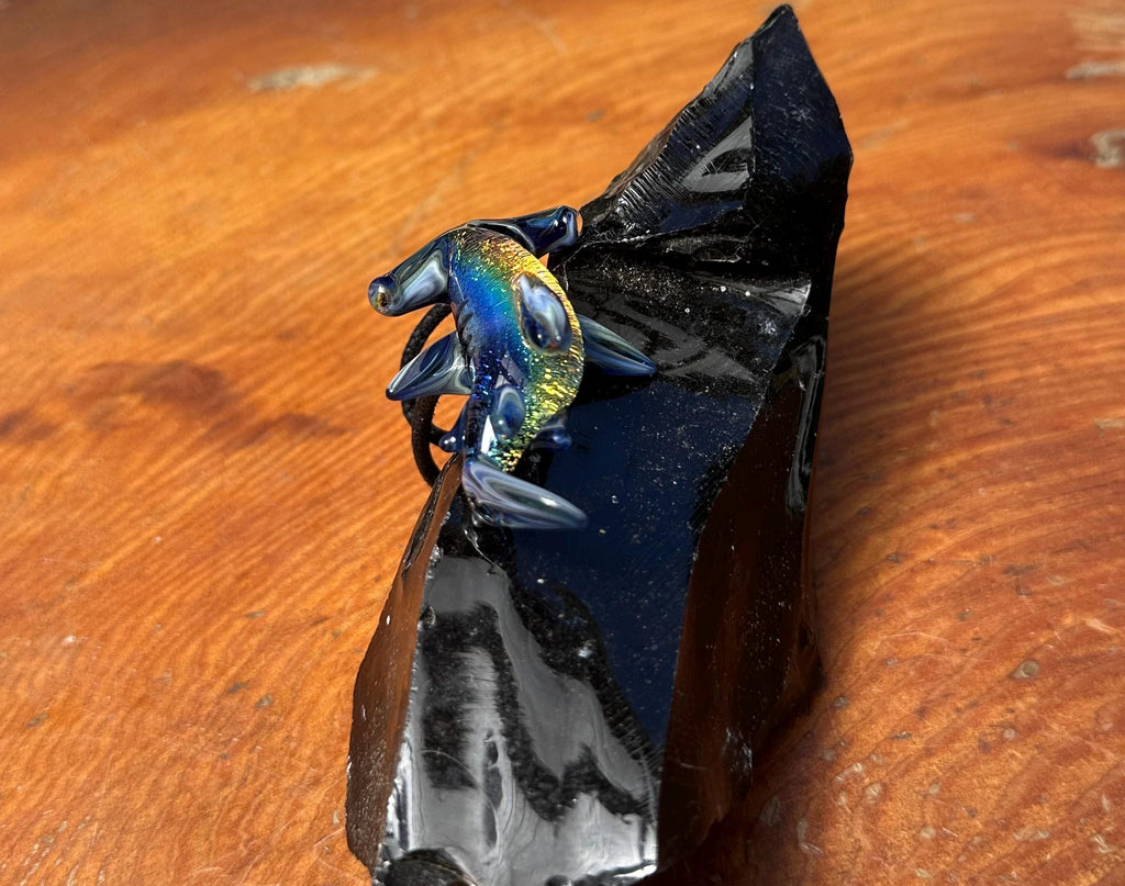 Hammerhead Shark Necklace - Blown Glass - Sea Glass Jewelry Statement Necklace - Ocean Necklace - Handmade Glass Sea Creature Necklace