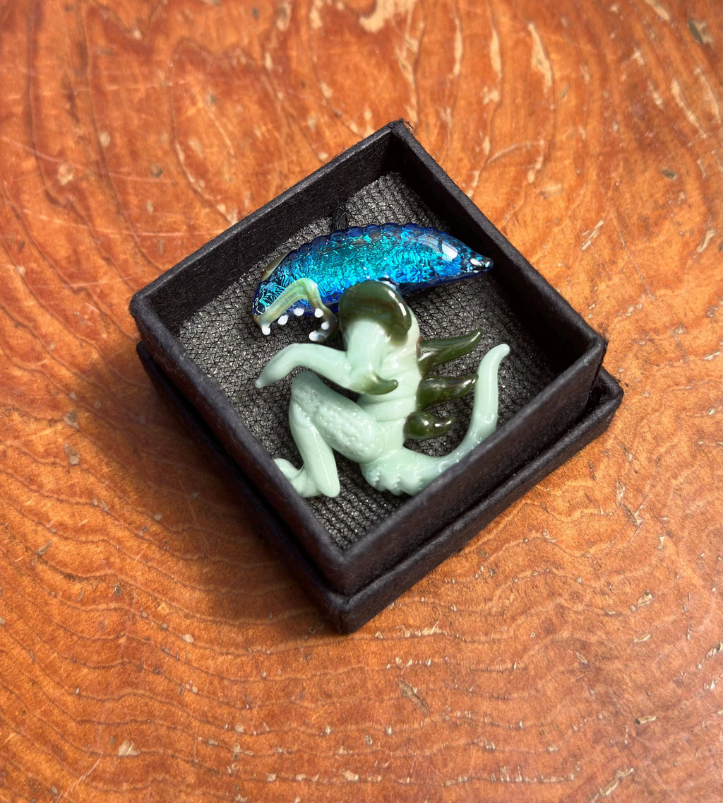 Dichroic Glass Alien Pendant Necklace - Unique Handmade Cosmic Jewelry - Sci-Fi - Outer Space - UFO Gift Idea, Color-Changing Pendant