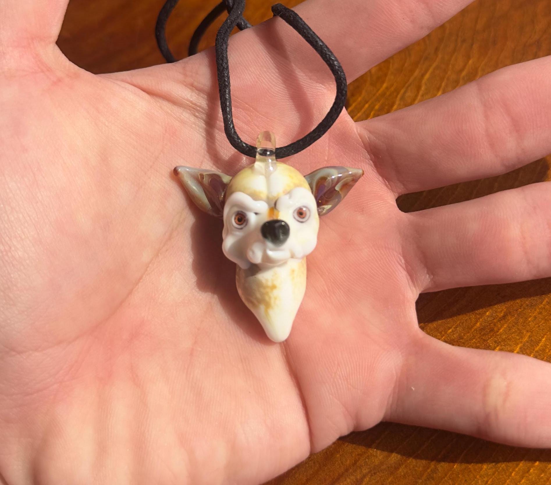 Glass Dog Necklace Handmade - Lampwork