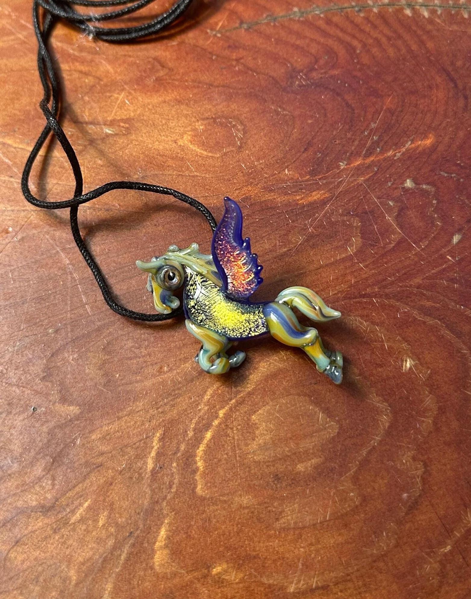 Glass Unicorn Necklace - Unicorn Pendant - Birthday Gift For Her - Anniversary Gift - Handblown Unicorn Glass Jewelry - Torchwork