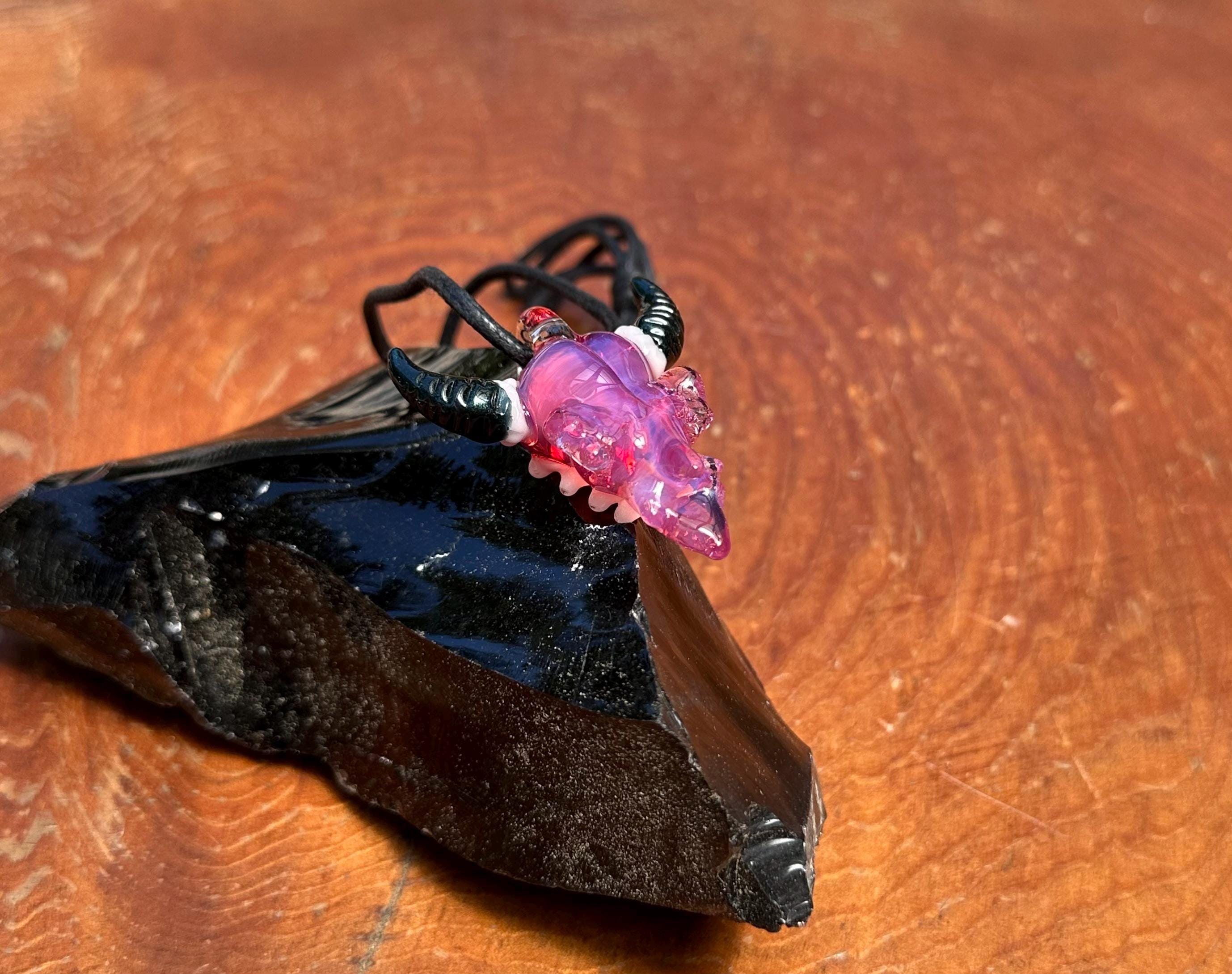 Bull Skull - Glass Pendant Necklace Handmade