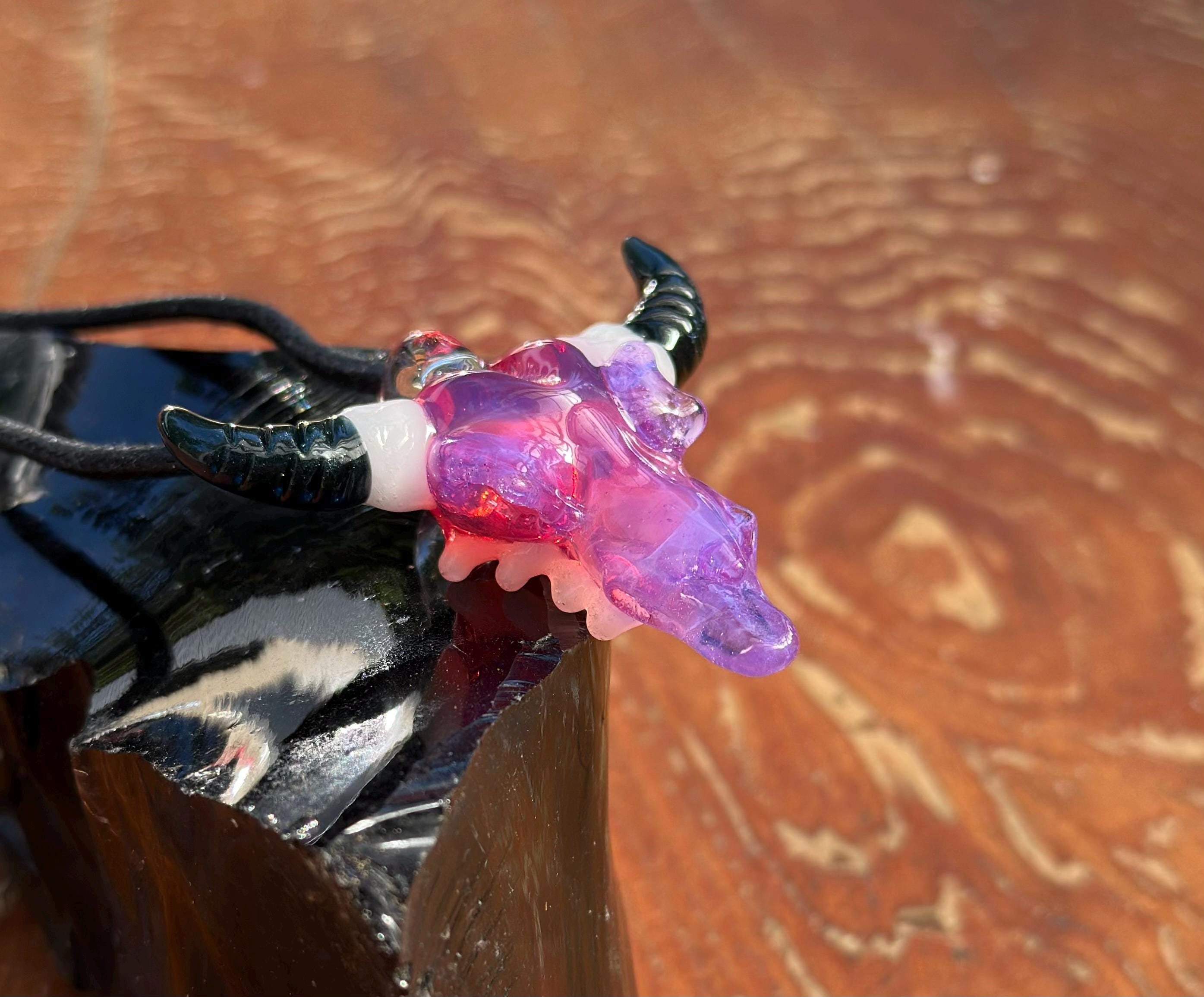 Bull Skull - Glass Pendant Necklace Handmade - Bull Skull Pendant - Glass Jewelry - Glass Bull Skull - Western Jewelry - Boho Glass Jewelry