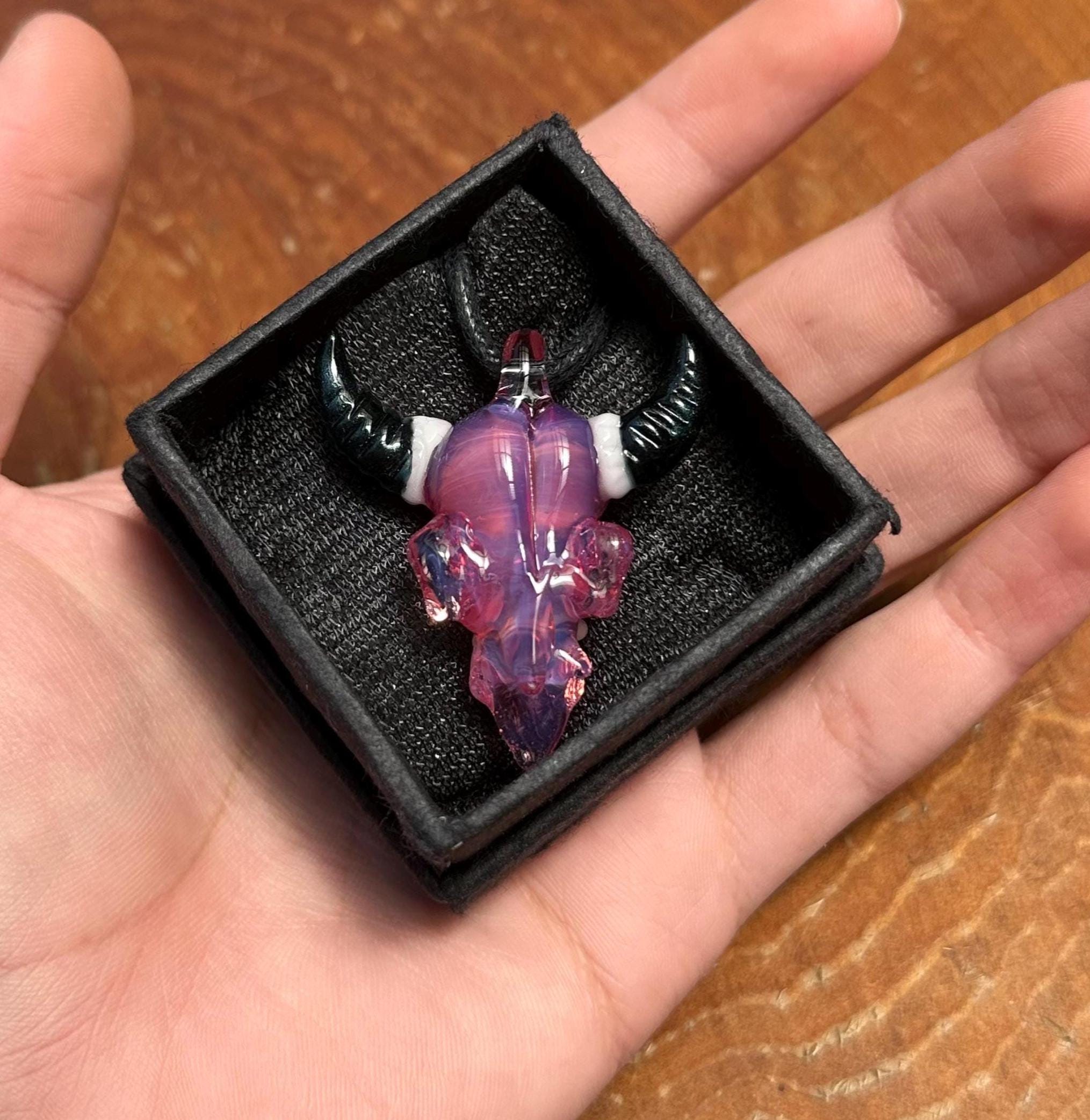 Bull Skull - Glass Pendant Necklace Handmade