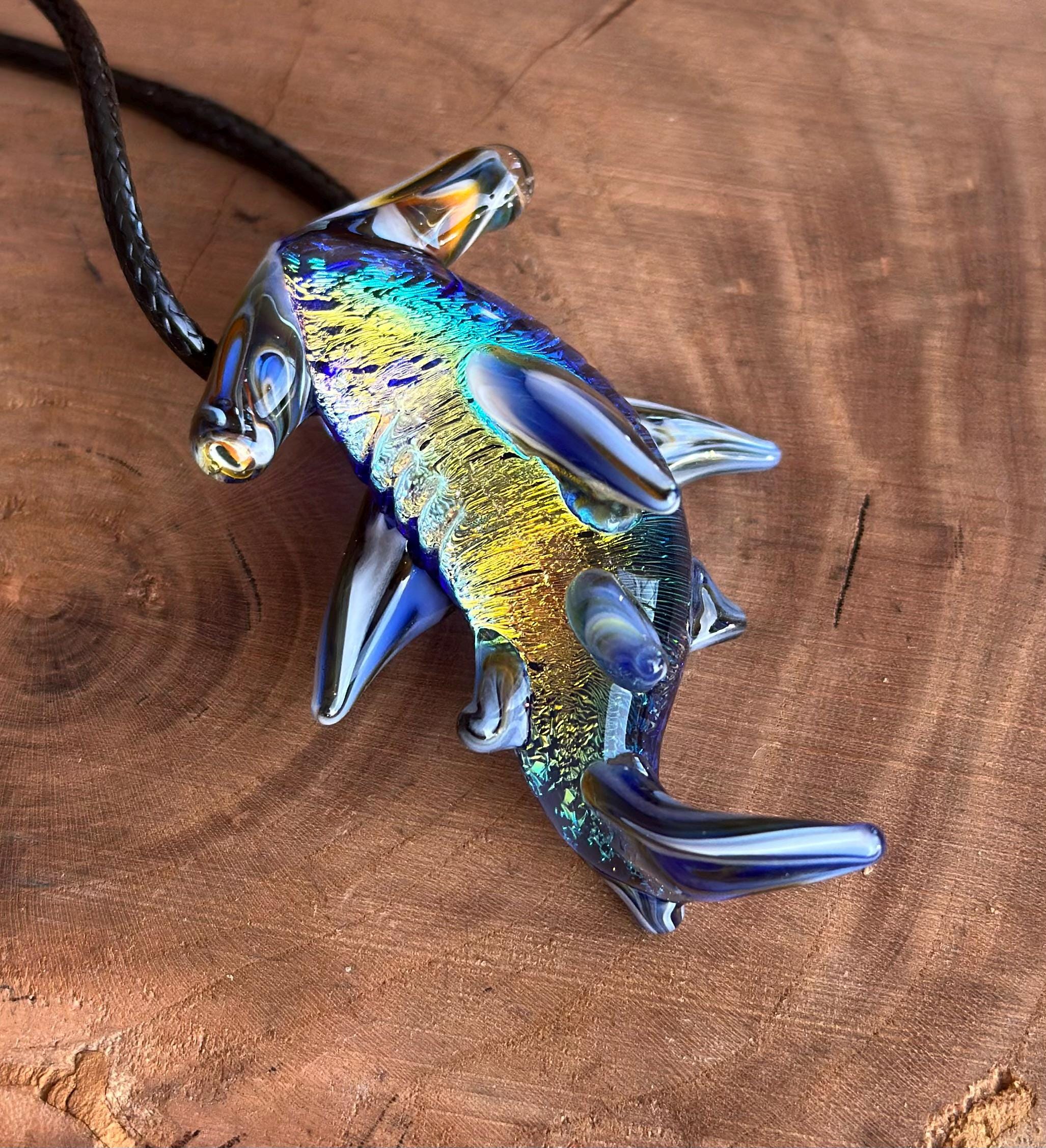 Hammerhead Shark Necklace - Blown Glass - Sea Glass Jewelry Statement Necklace - Ocean Necklace - Handmade Glass Sea Creature Necklace