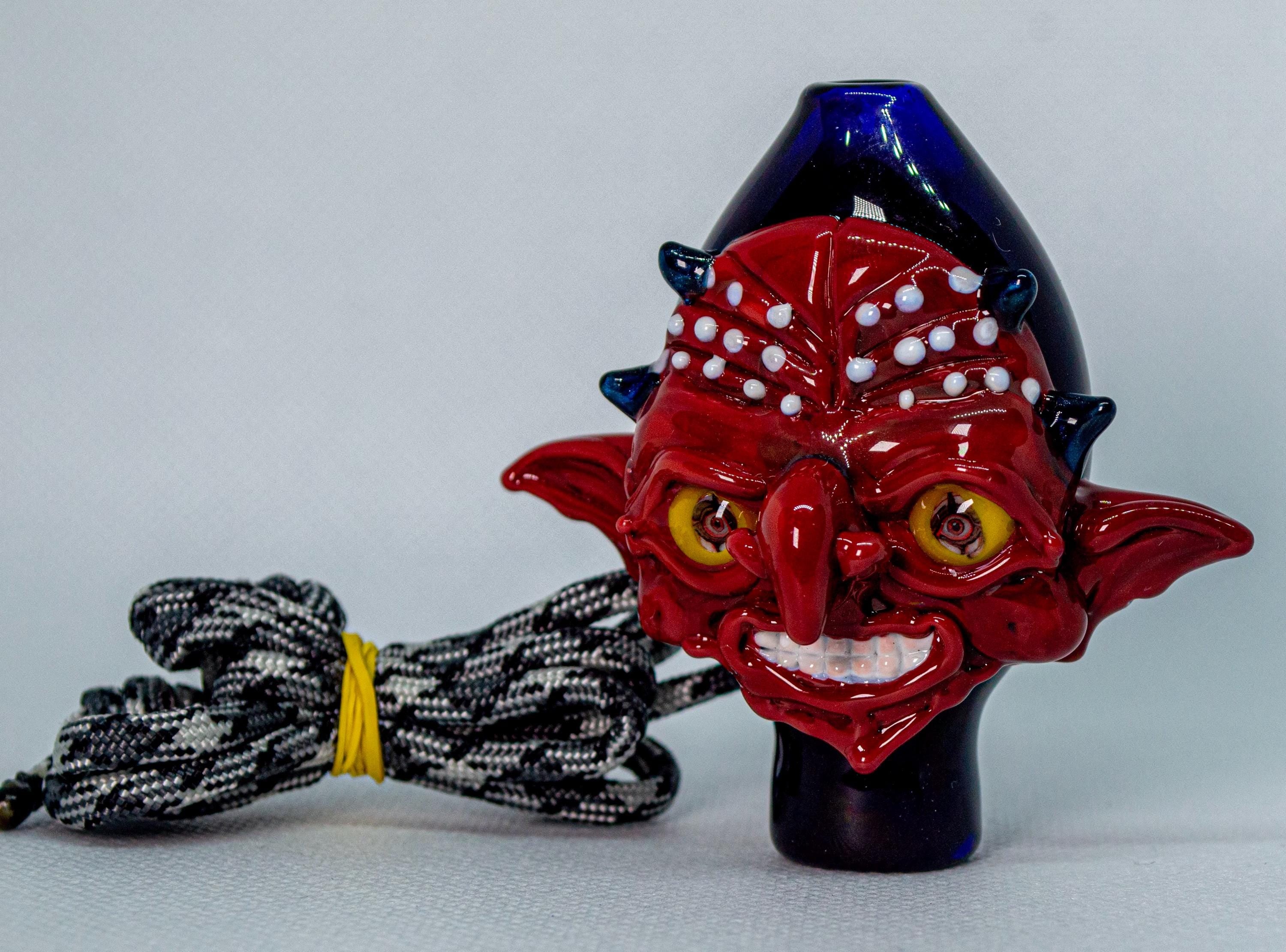 Handmade Glass Goblin Pendant Necklace - Flamecraft Fantasy Accessory