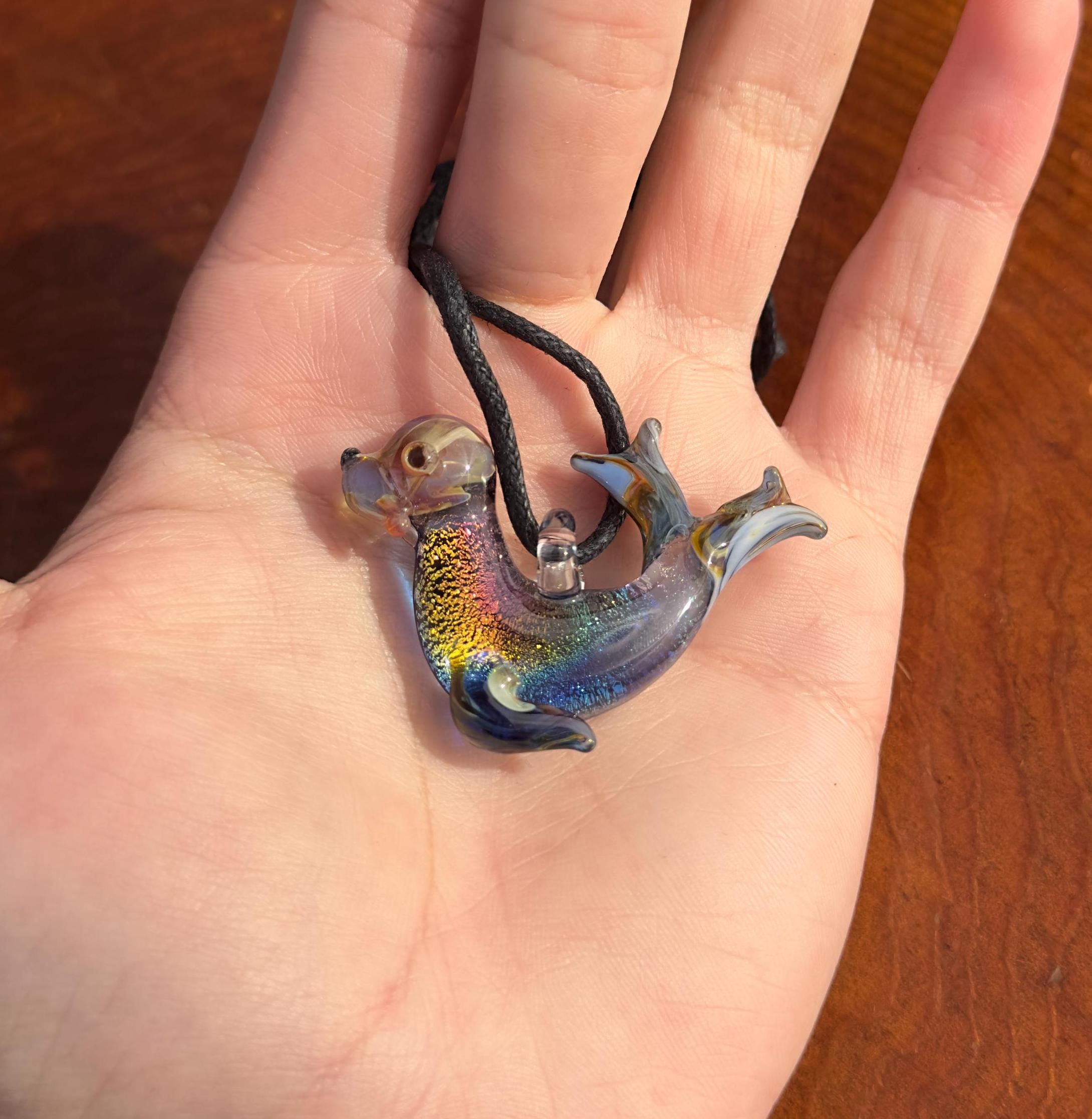 Glass Sea Lion Necklace - Sea Lion Pendant - Ocean Inspired Necklace - Handblown Glass Sea Lion Jewelry - Gift For Her - Statement Necklace