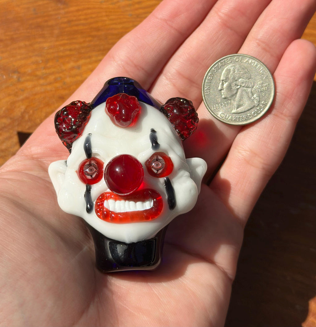 Handmade Creepy Glass Clown Pendant Necklace - Halloween Costume Accessory