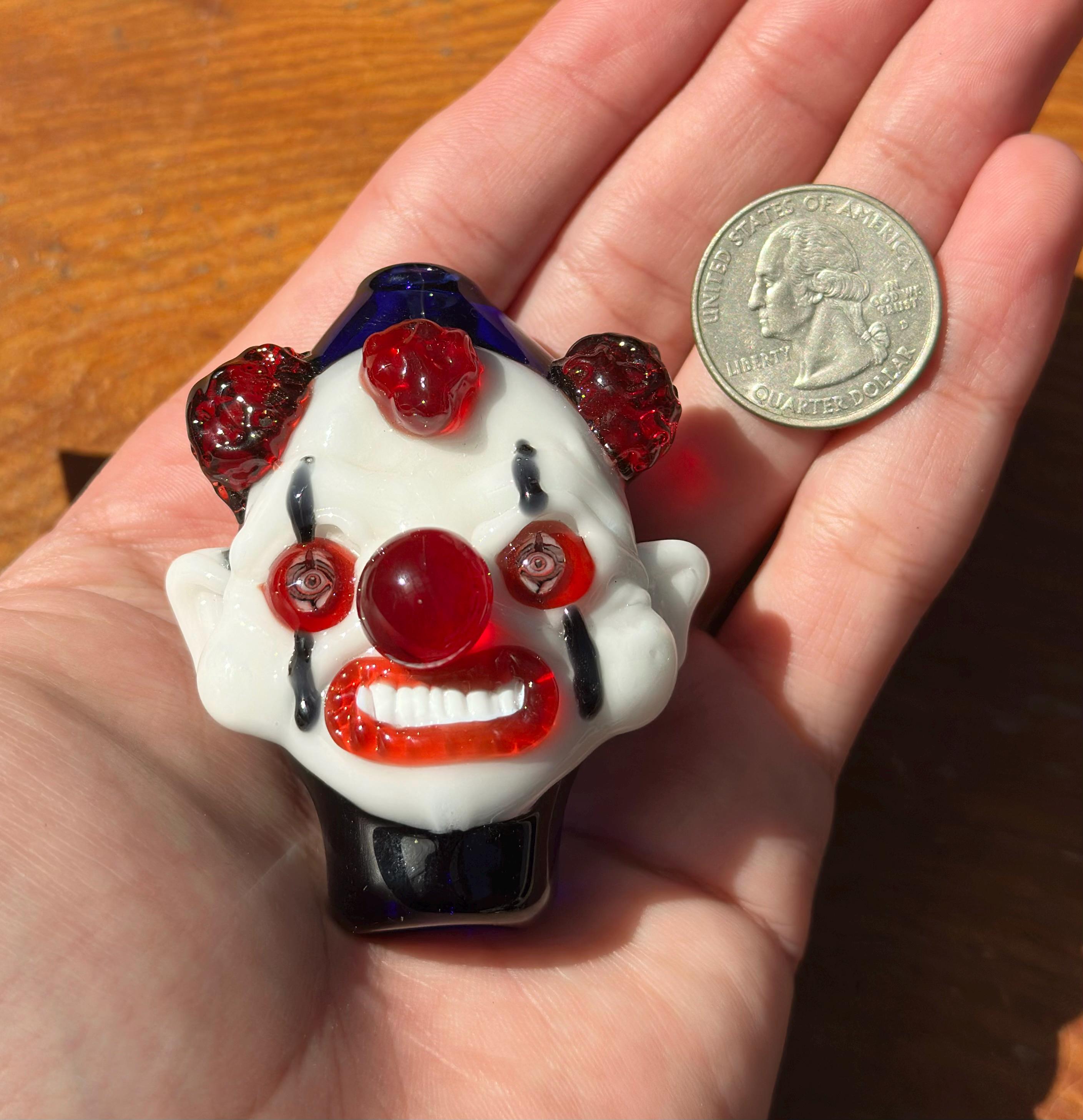 Handmade Creepy Glass Clown Pendant Necklace - Halloween Costume Accessory