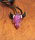 Bull Skull - Glass Pendant Necklace Handmade