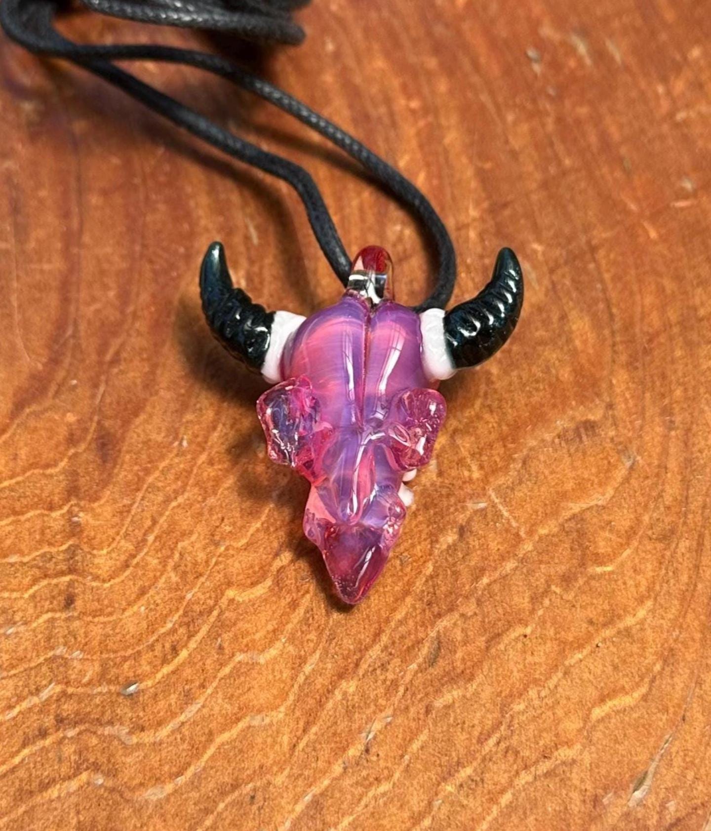 Bull Skull - Glass Pendant Necklace Handmade