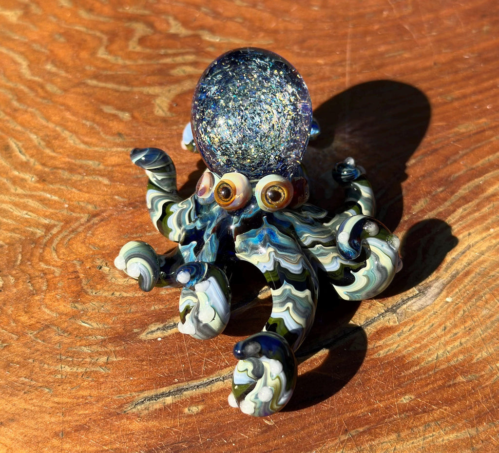 Handmade Dichroic Glass Octopus Sculpture – Galaxy Ocean Art