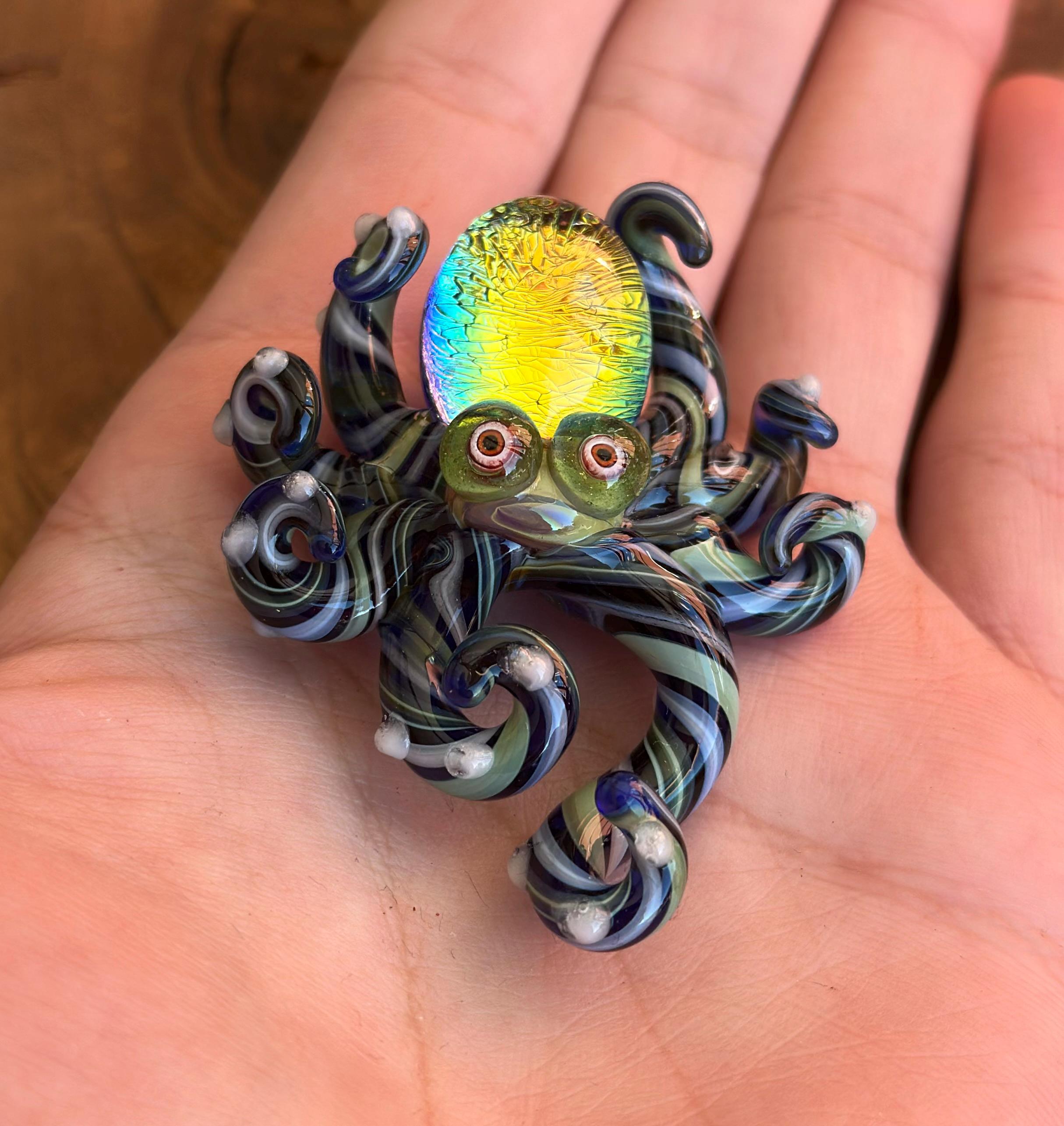 Octopus Necklace - Handmade Blown Glass Octopus Pendant - Unique Sea Creature Jewelry - Ocean-Inspired Necklace - Artisan Glass Art