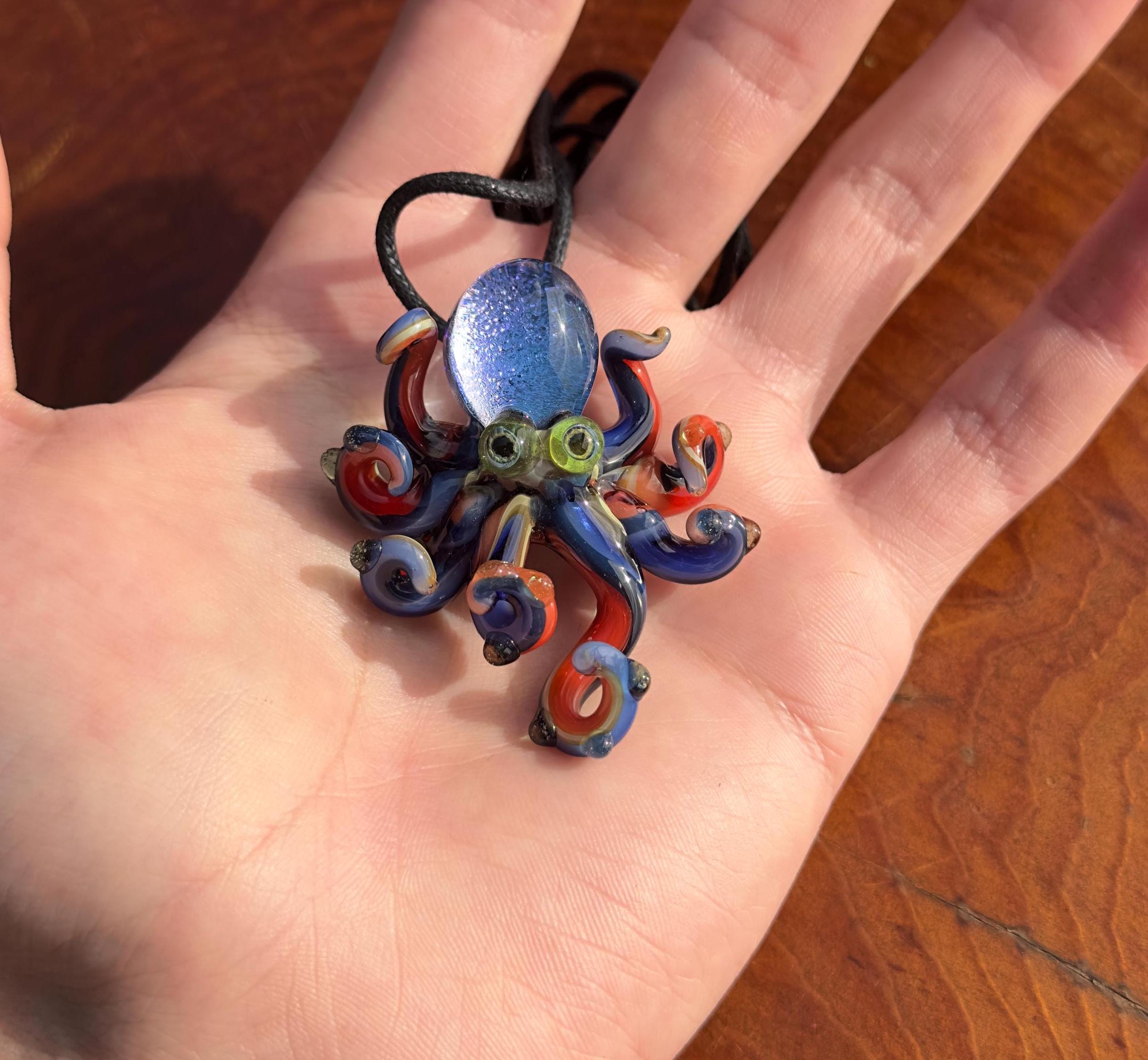 Octopus Necklace - Handmade Blown Glass Octopus Pendant - Unique Sea Creature Jewelry - Ocean-Inspired Necklace - Artisan Glass Art