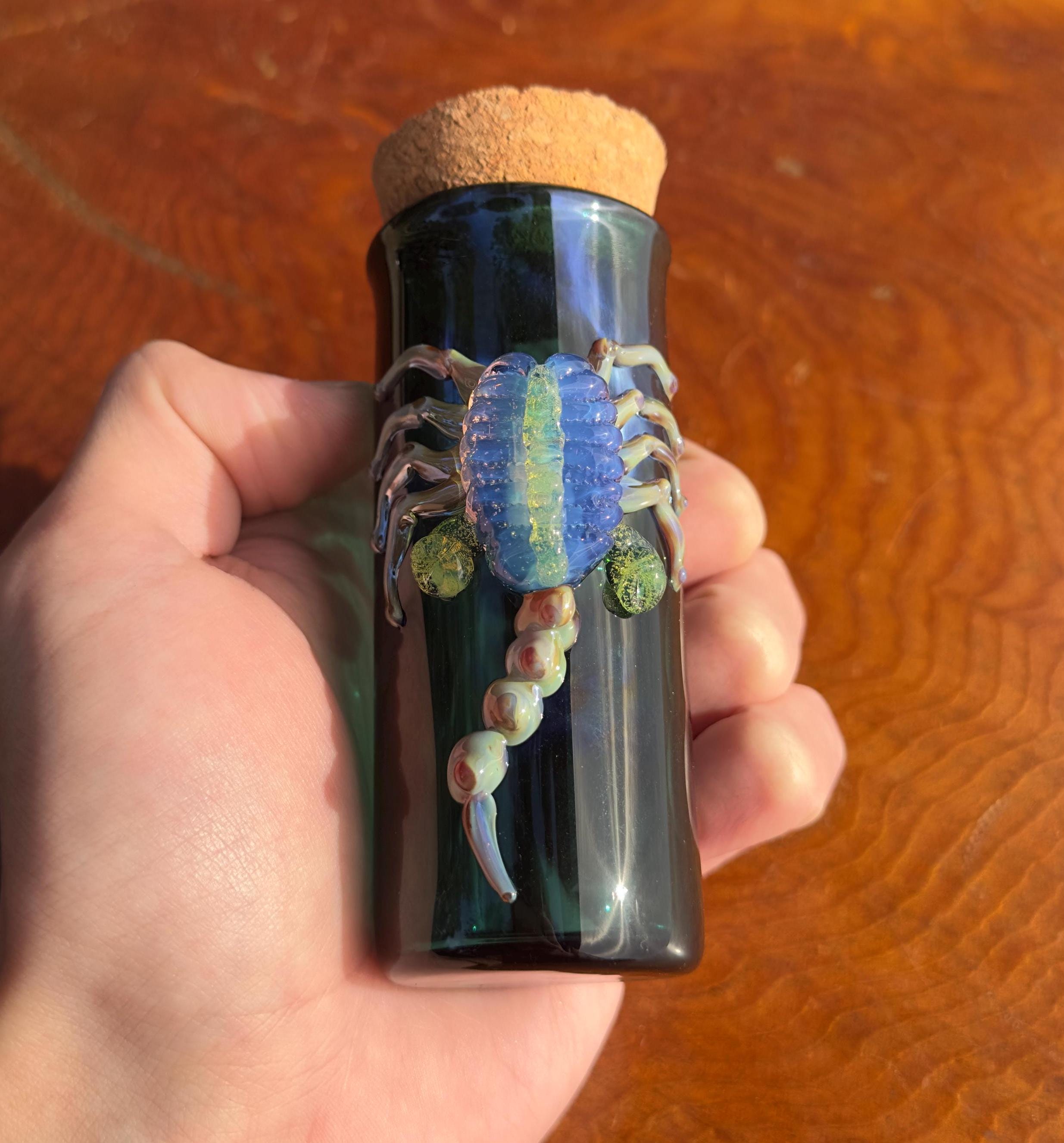 Handmade Emerald Green Glass Jar: Alien Facehugger Decor