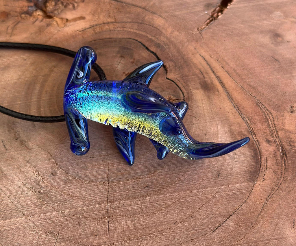 Hammerhead Shark Necklace - Blown Glass - Sea Glass Jewelry Statement Necklace - Ocean Necklace - Handmade Glass Sea Creature Necklace