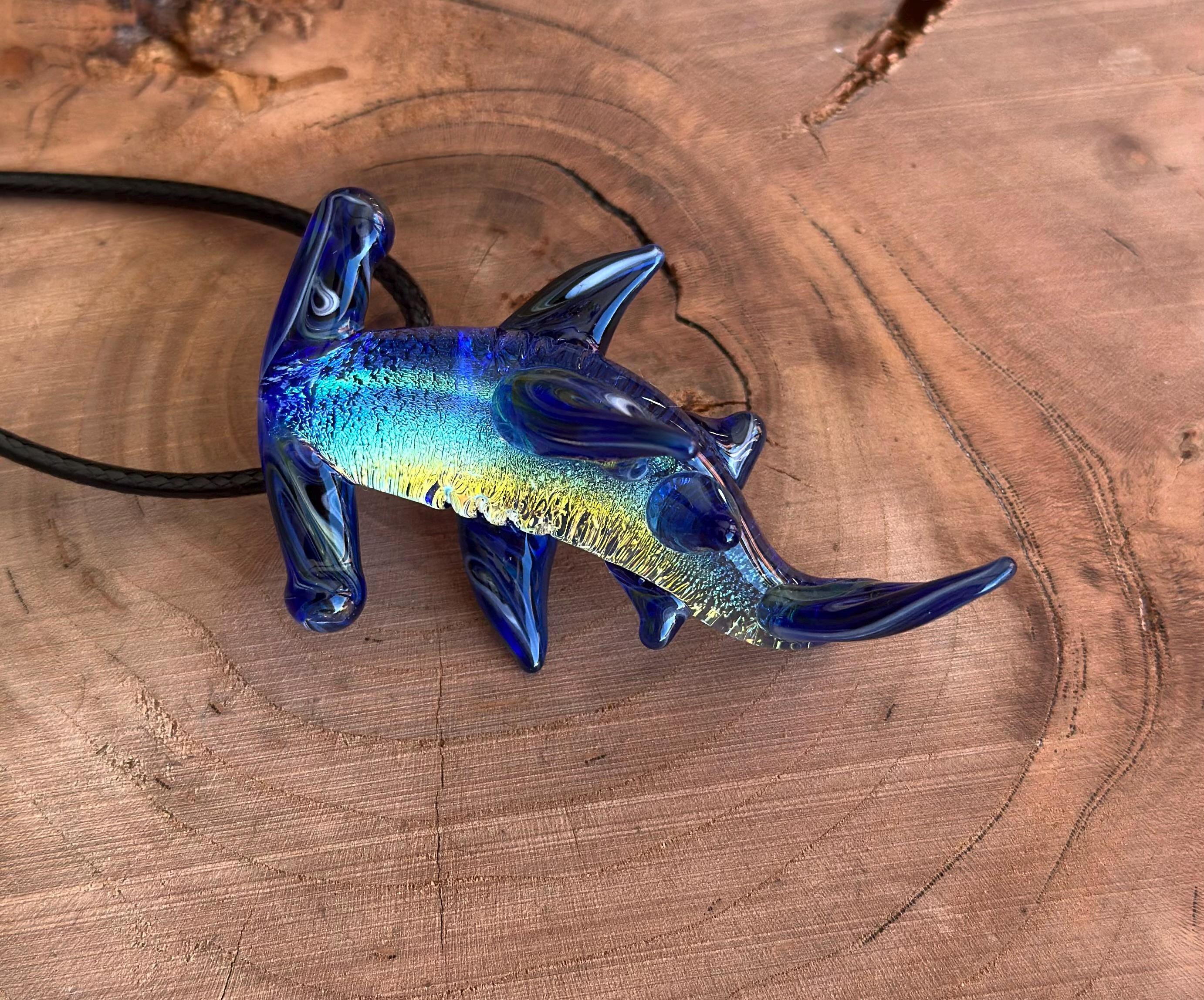 Hammerhead Shark Necklace - Blown Glass - Sea Glass Jewelry Statement Necklace - Ocean Necklace - Handmade Glass Sea Creature Necklace