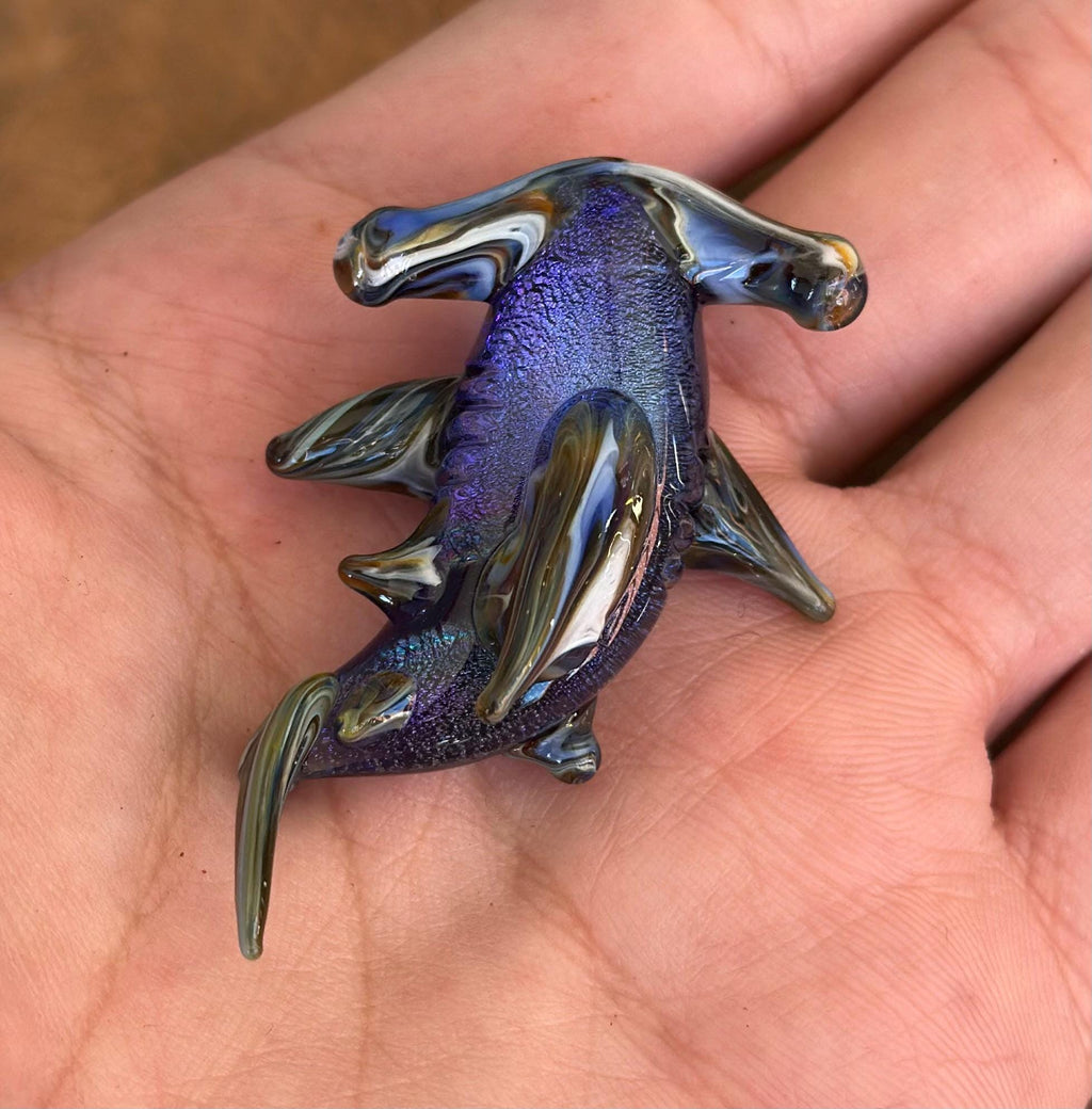 Hammerhead Shark Necklace - Blown Glass - Sea Glass Jewelry Statement Necklace - Ocean Necklace - Handmade Glass Sea Creature Necklace