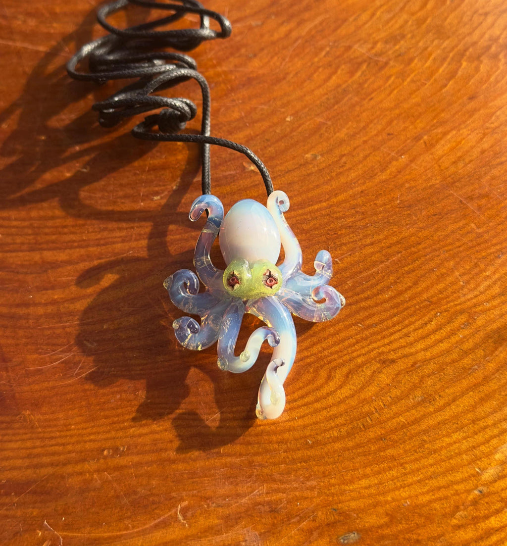 Octopus Necklace - Handmade Blown Glass Octopus Pendant - Unique Sea Creature Jewelry - Ocean-Inspired Necklace - Artisan Glass Art