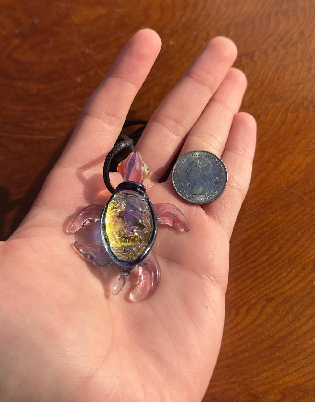 Sea Turtle Necklace - Handmade Blown Glass Pendant - Ocean-Inspired Jewelry - Unique Sea Creature Necklace - Dichroic Glass Art - Torchwork