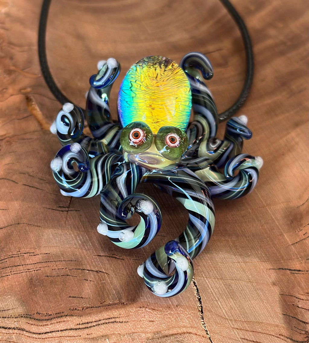 Octopus Necklace - Handmade Blown Glass Octopus Pendant - Unique Sea Creature Jewelry - Ocean-Inspired Necklace - Artisan Glass Art
