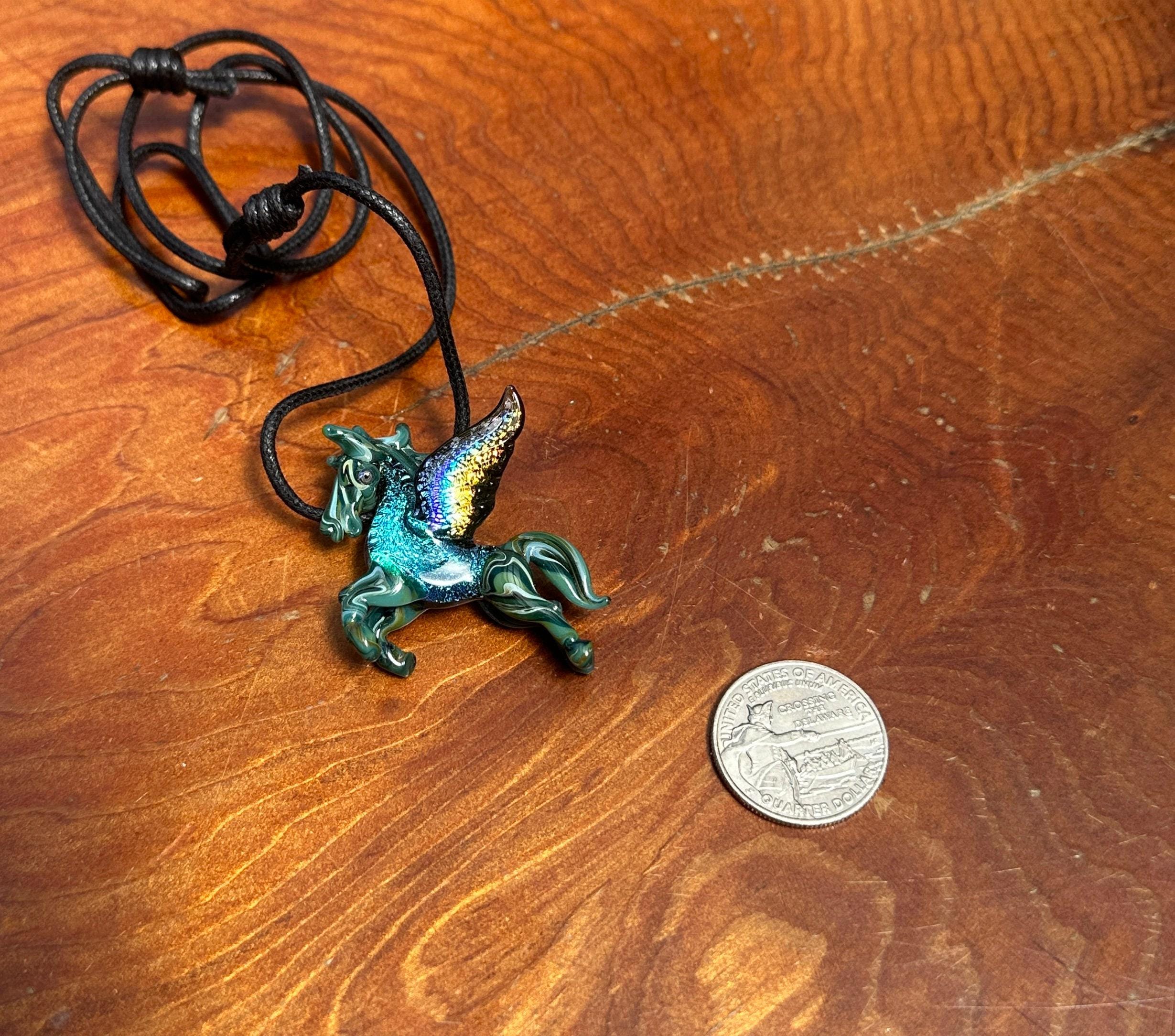 Glass Unicorn Necklace - Unicorn Pendant - Birthday Gift For Her - Anniversary Gift - Handblown Unicorn Glass Jewelry - Torchwork