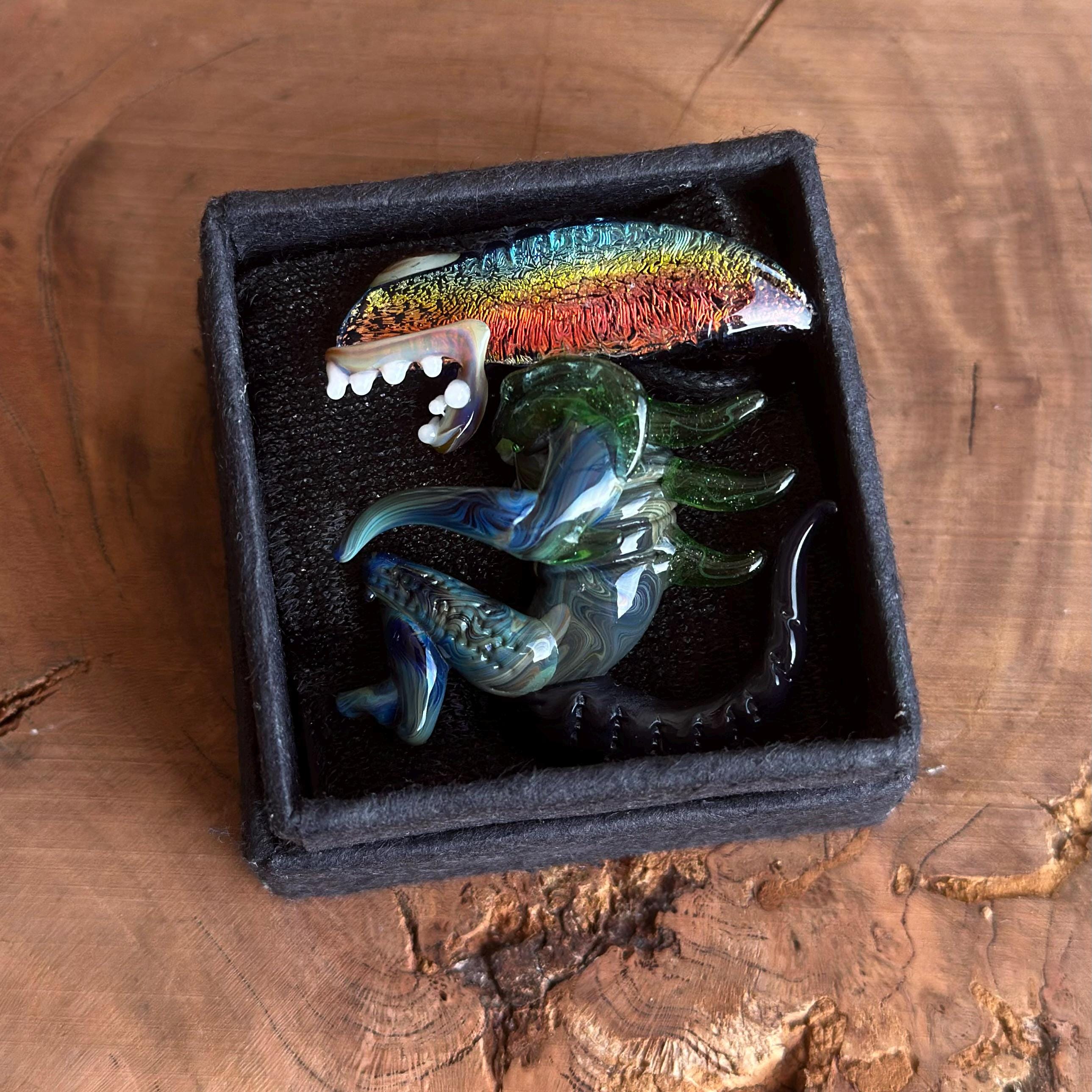 Dichroic Glass Alien Pendant Necklace - Unique Handmade Cosmic Jewelry - Sci-Fi - Outer Space - UFO Gift Idea, Color-Changing Pendant