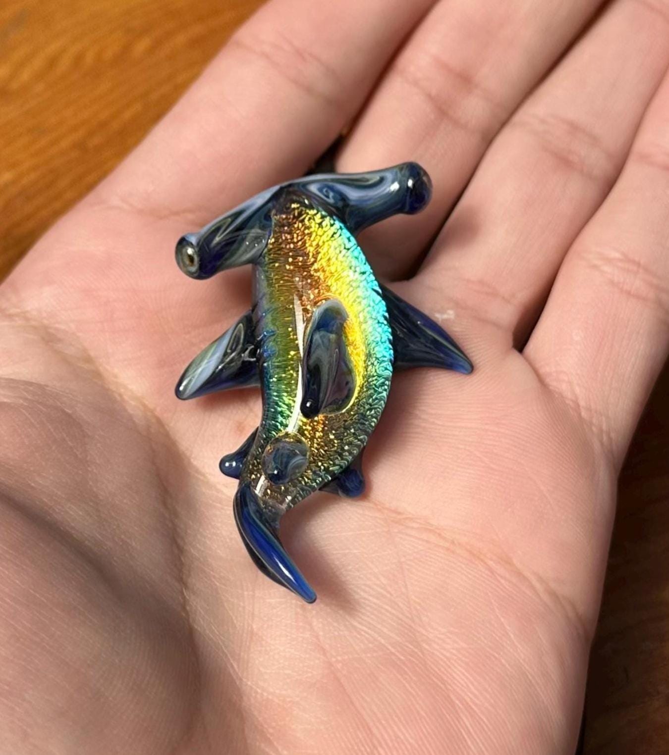Hammerhead Shark Necklace - Blown Glass - Sea Glass Jewelry Statement Necklace - Ocean Necklace - Handmade Glass Sea Creature Necklace