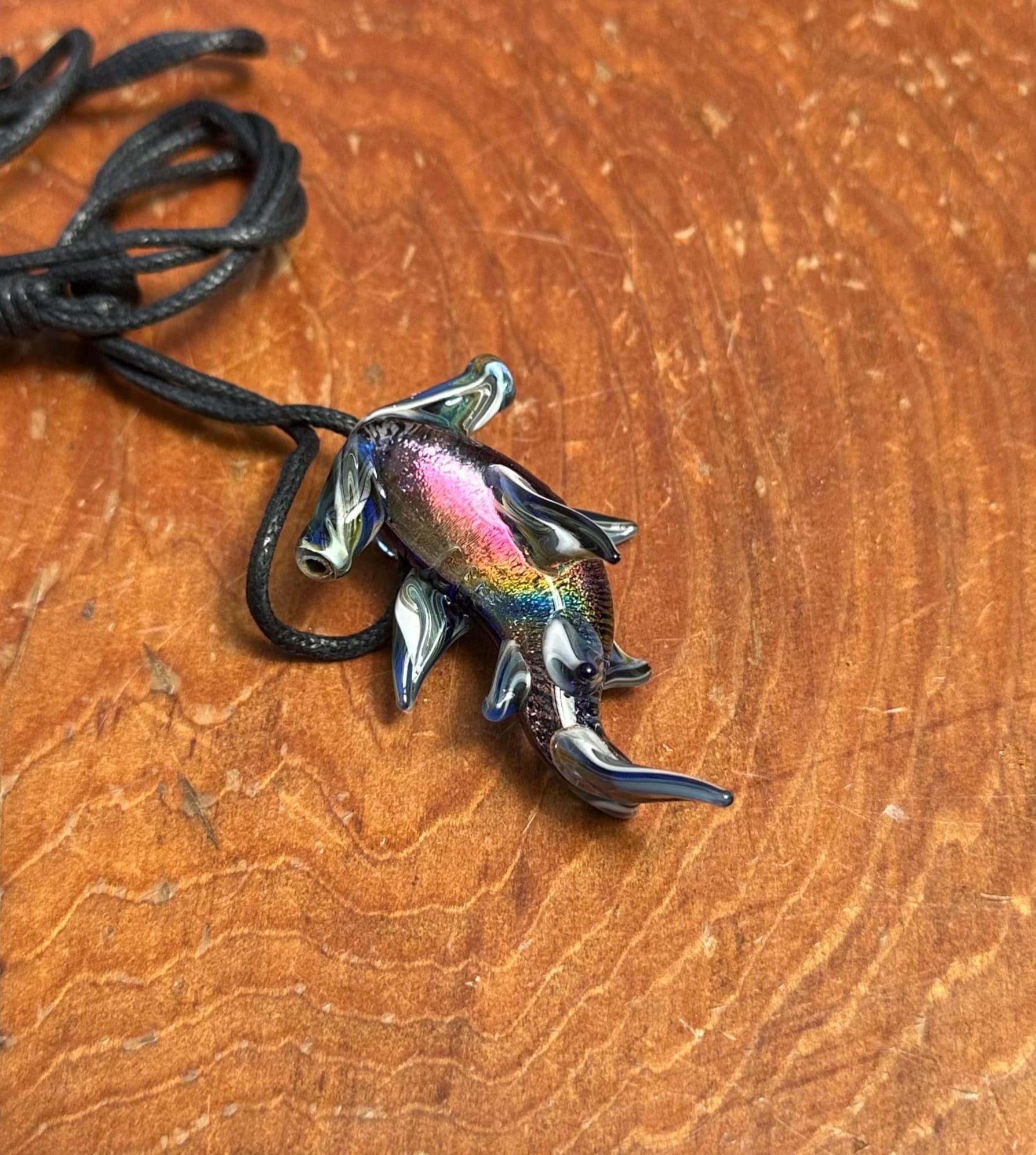 Hammerhead Shark Necklace - Blown Glass - Sea Glass Jewelry Statement Necklace - Ocean Necklace - Handmade Glass Sea Creature Necklace