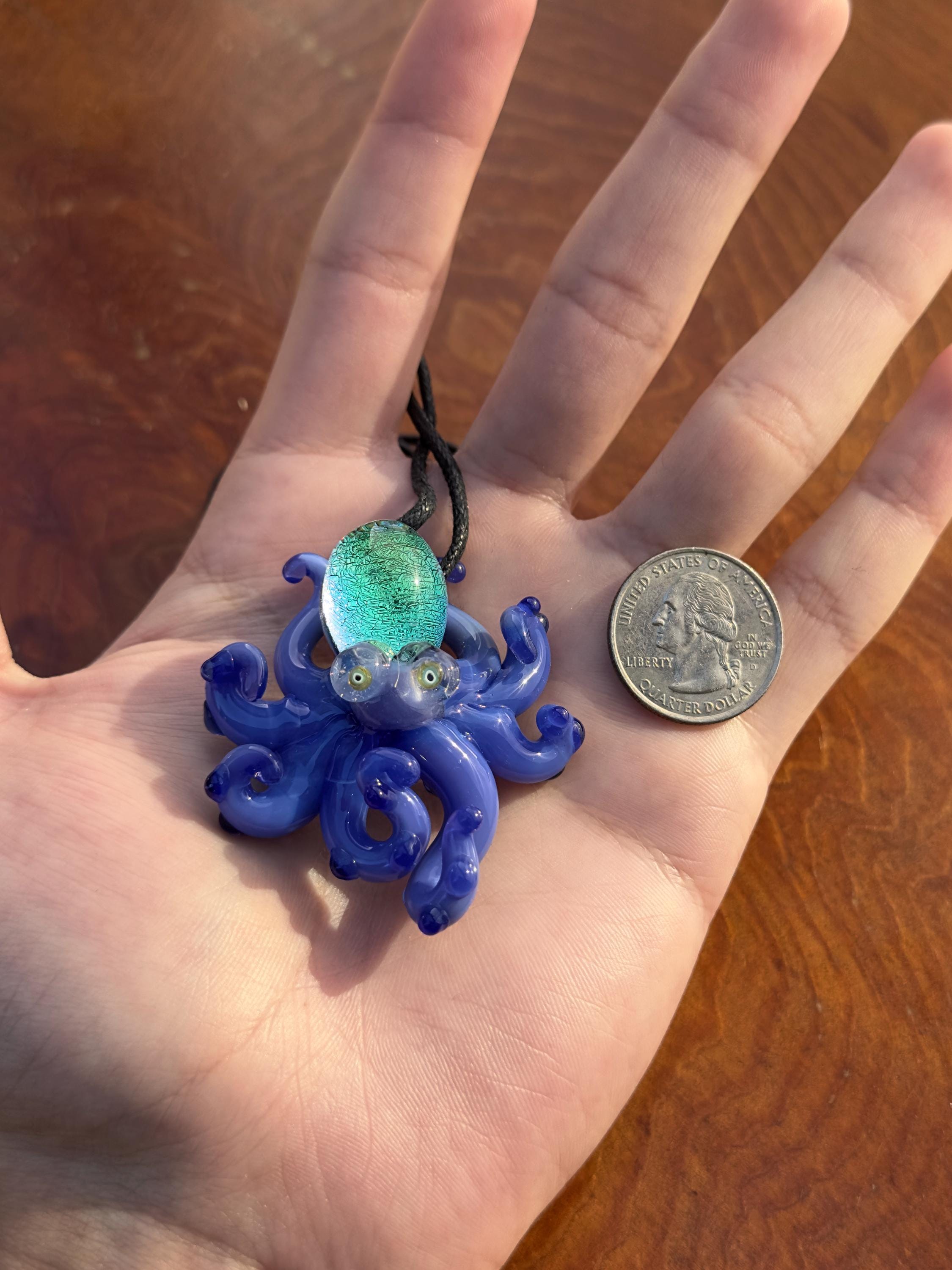 Octopus Necklace - Handmade Blown Glass Octopus Pendant - Unique Sea Creature Jewelry - Ocean-Inspired Necklace - Artisan Glass Art