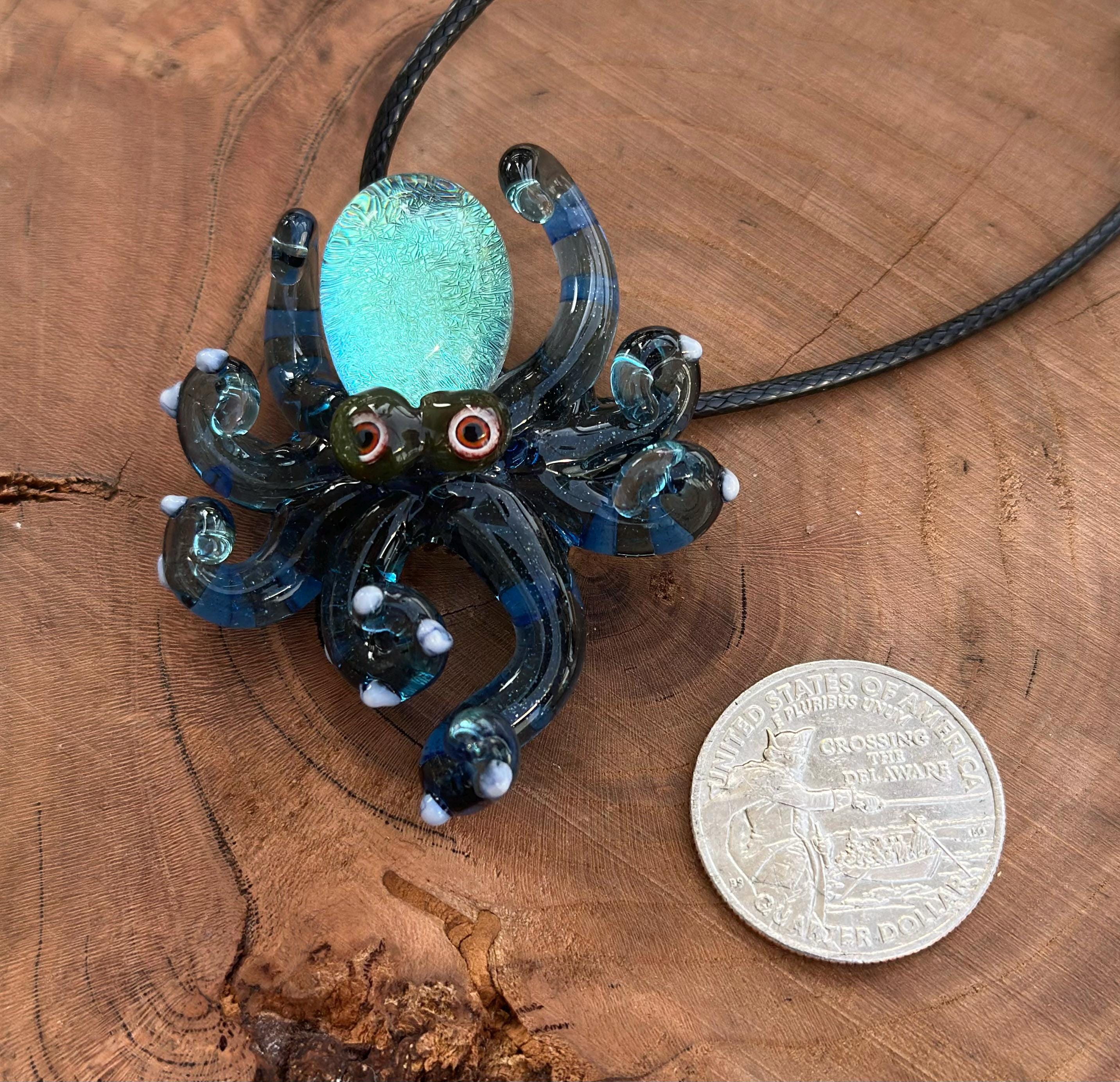 Octopus Necklace - Handmade Blown Glass Octopus Pendant - Unique Sea Creature Jewelry - Ocean-Inspired Necklace - Artisan Glass Art