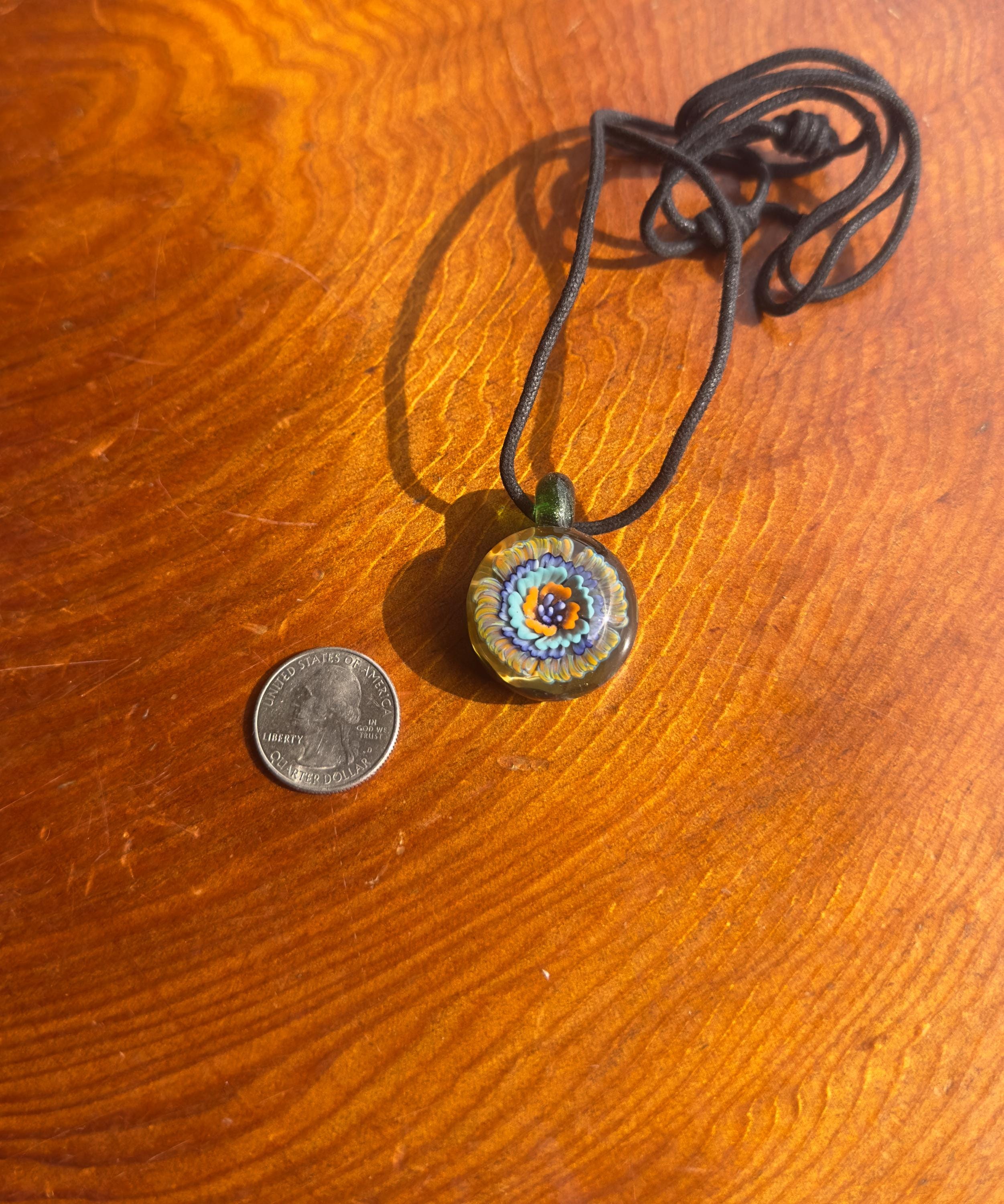 Handmade Glass Flower Necklace: Torchwork Floral Pendant