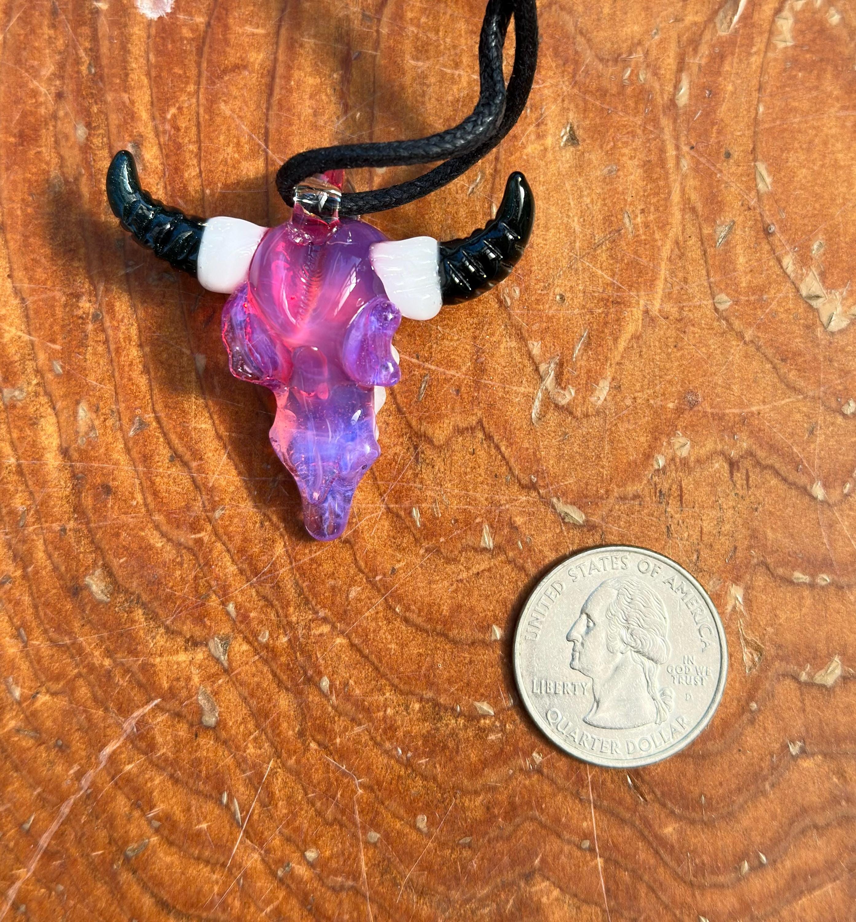 Bull Skull - Glass Pendant Necklace Handmade - Bull Skull Pendant - Glass Jewelry - Glass Bull Skull - Western Jewelry - Boho Glass Jewelry