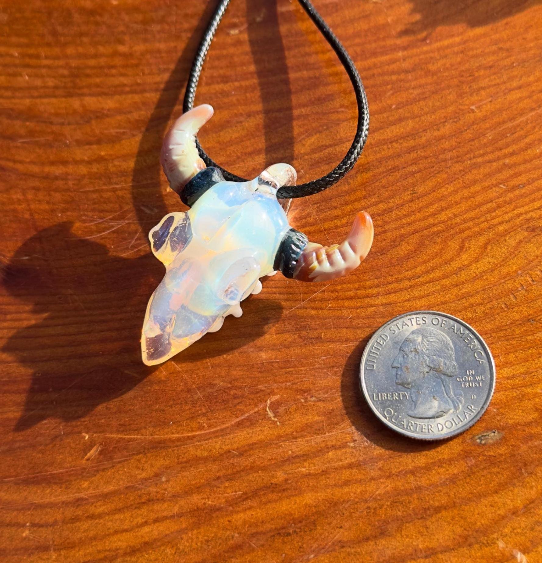 Bull Skull - Glass Pendant Necklace Handmade